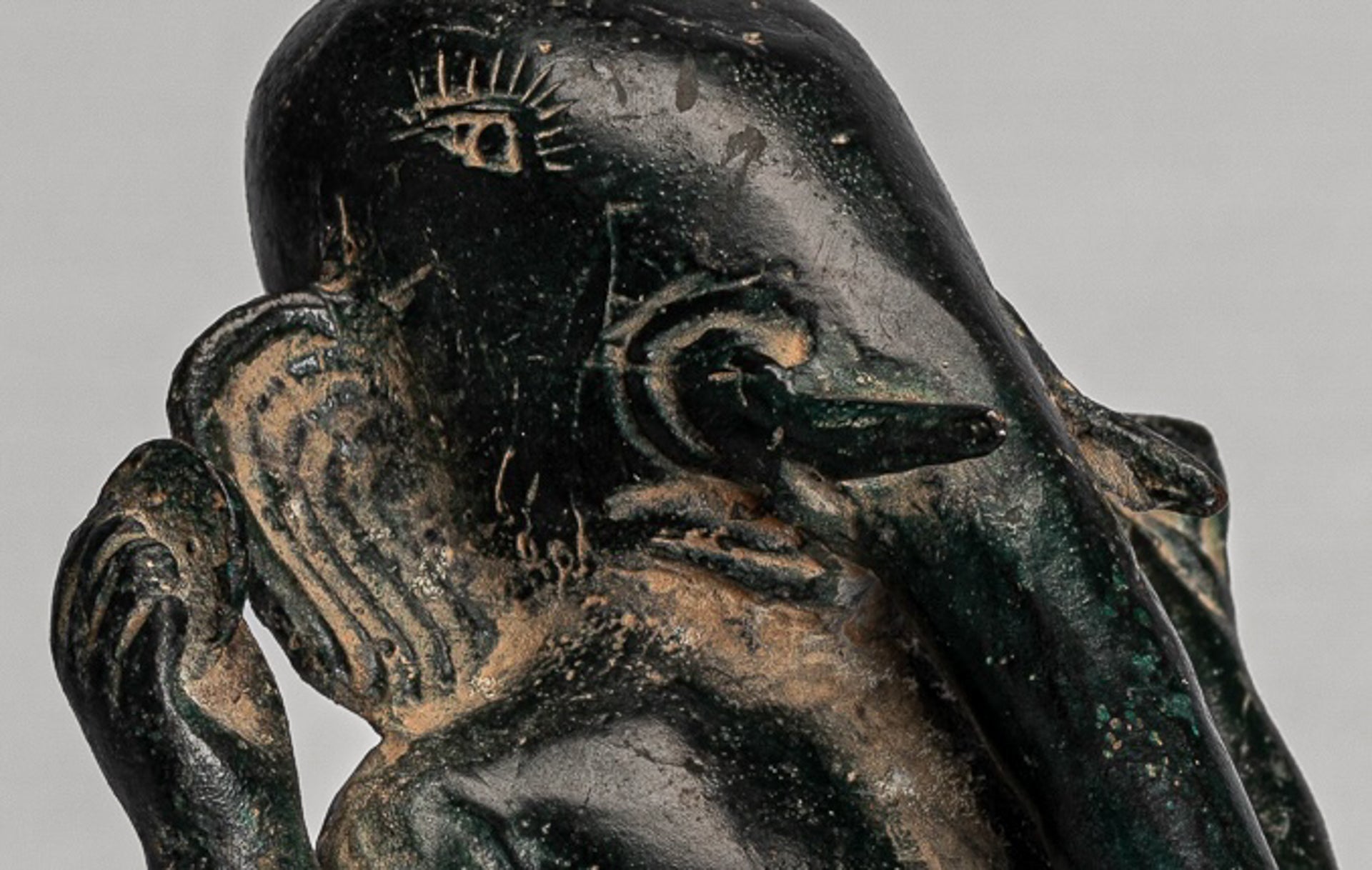 Ganesha Statue - Antique Vietnamese Style Bronze Standing Cham Four-Arm Ganesha Statue - 20cm/8"