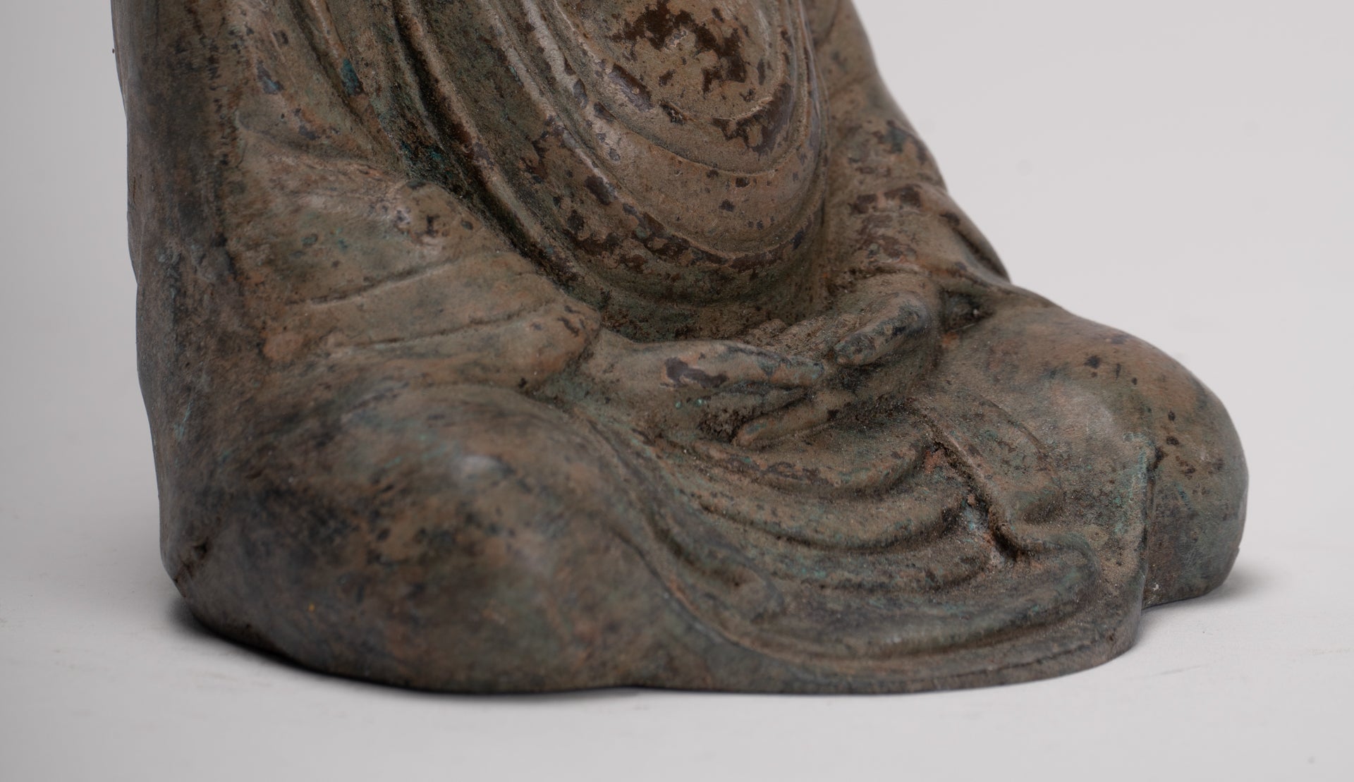 Japanese Buddha - Antique Japanese Style Bronze Seated Meditation Amitabha Buddha Statue - 18cm/7"