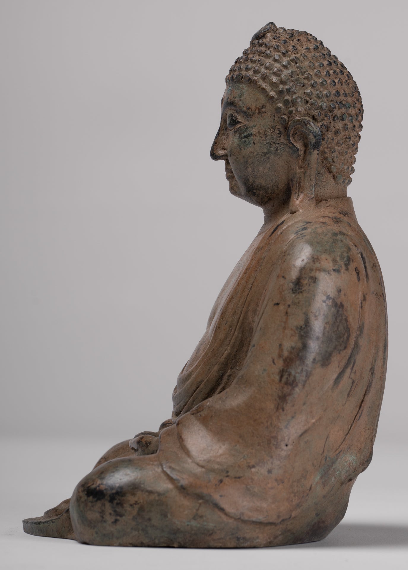 Japanese Buddha - Antique Japanese Style Bronze Seated Meditation Amitabha Buddha Statue - 18cm/7"