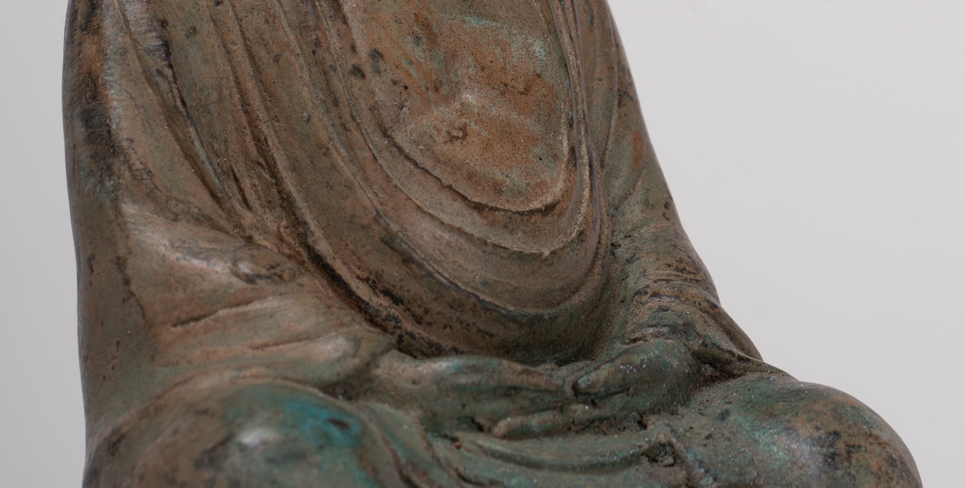 Japanese Buddha - Antique Japanese Style Bronze Seated Meditation Amitabha Buddha Statue - 18cm/7"