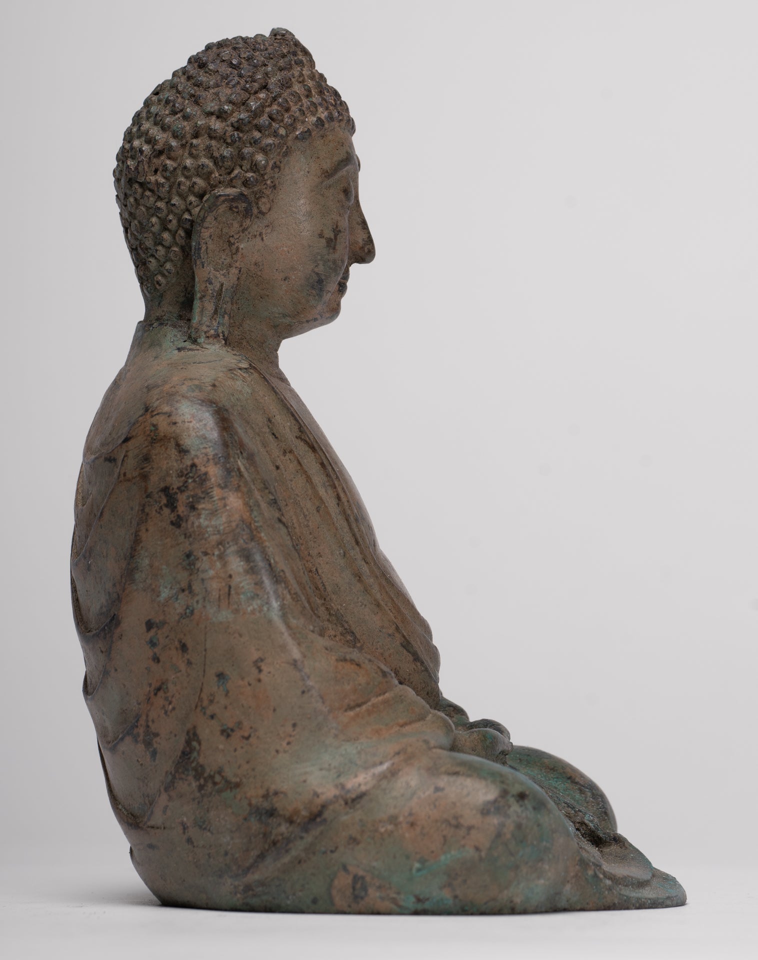 Japanese Buddha - Antique Japanese Style Bronze Seated Meditation Amitabha Buddha Statue - 18cm/7"