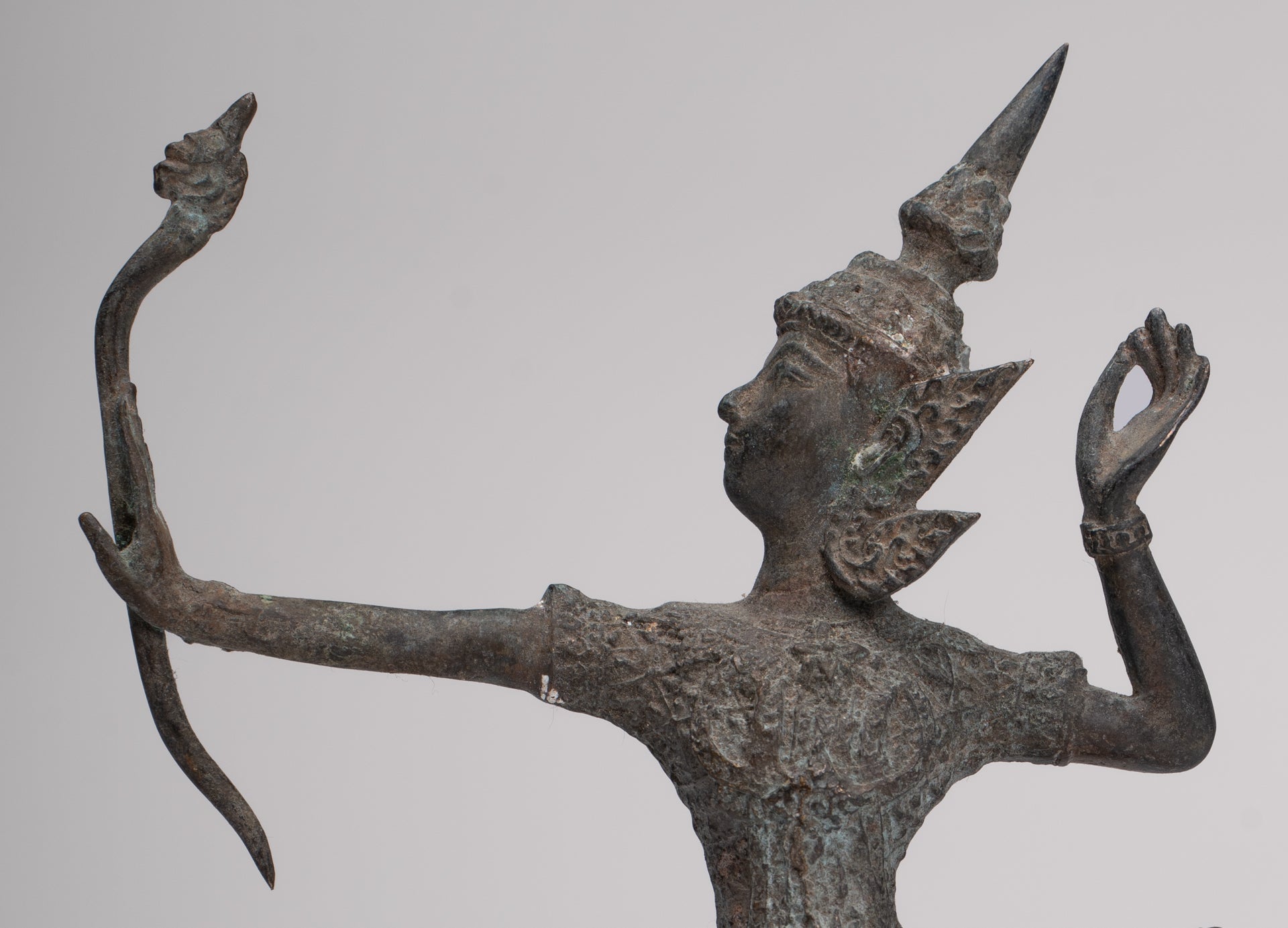 Rama Statue - Antique Thai Style Bronze Thai Rama - Avatar of Vishnu - 26cm/11"