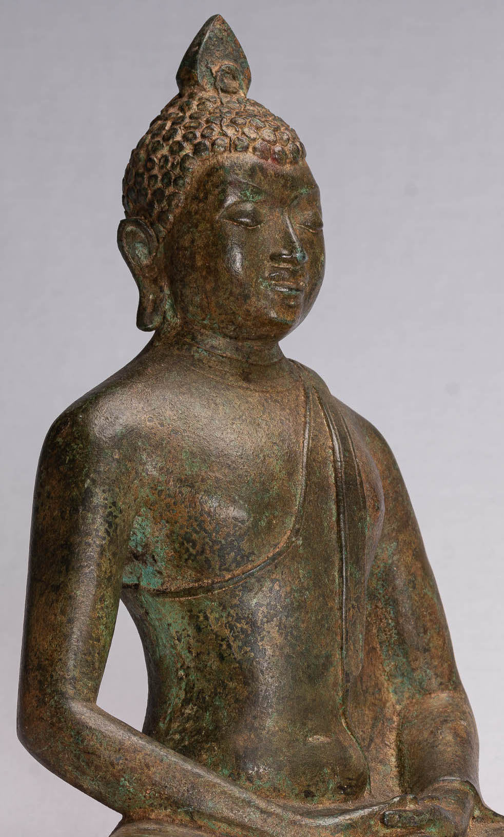 Statua Buddha - Antique Sri Lanka in stile Bronzo Meditazione seduta statua di Buddha - 35 cm/14 "