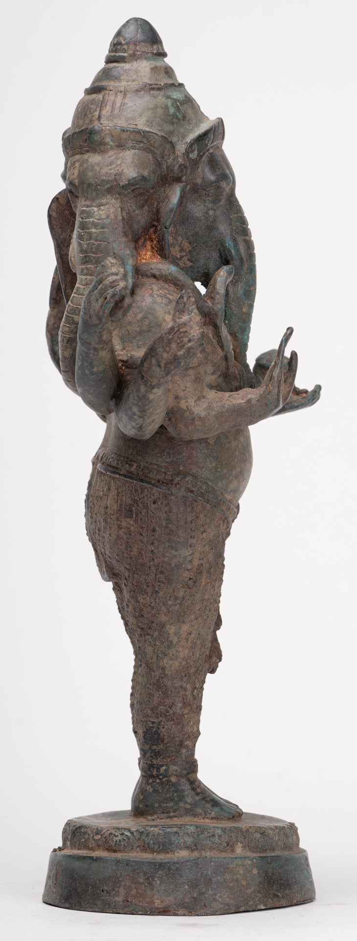 Ganesha Statue - Antique Thai Style Bronze Standing 6-Arm Ganesha Statue - 33cm/13"