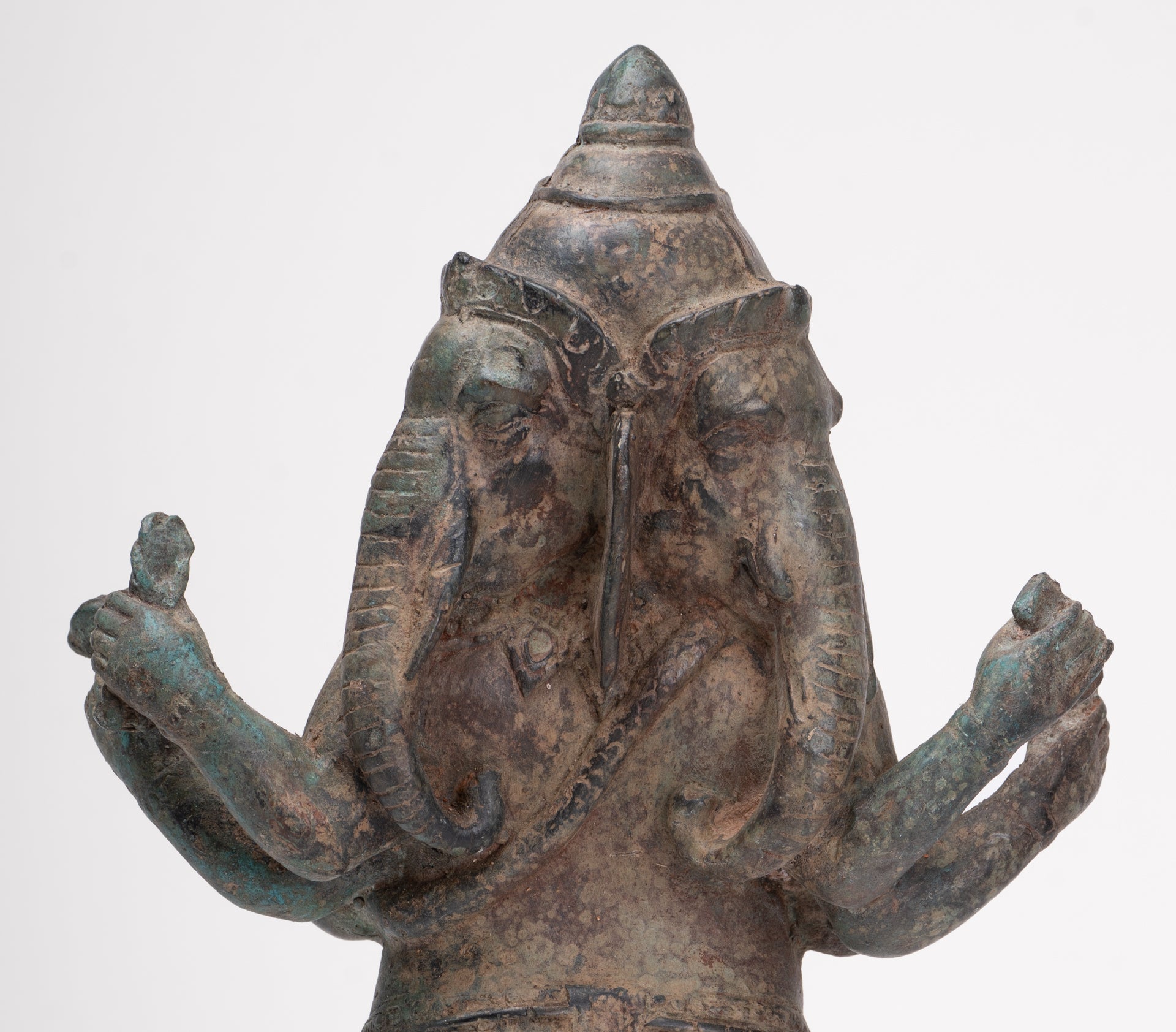 Ganesha Statue - Antique Thai Style Bronze Standing 6-Arm Ganesha Statue - 33cm/13"