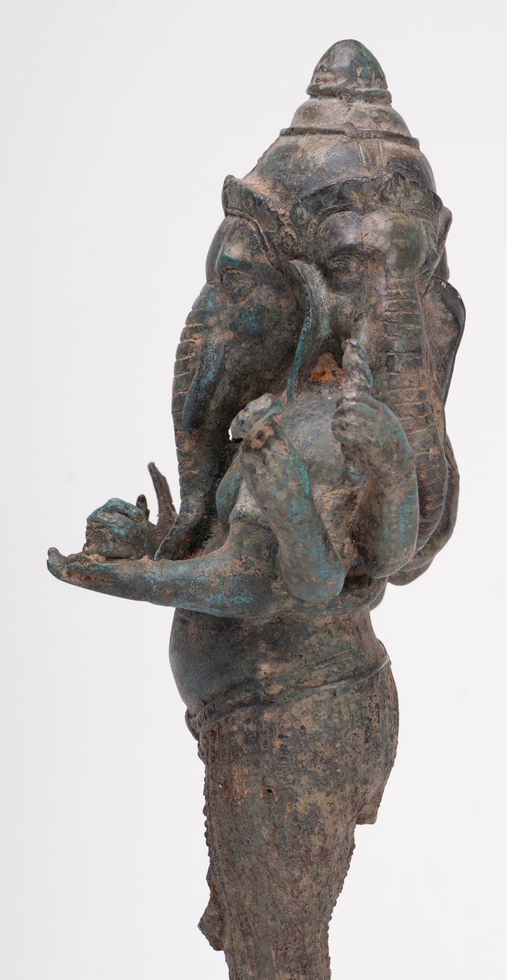 Ganesha Statue - Antique Thai Style Bronze Standing 6-Arm Ganesha Statue - 33cm/13"