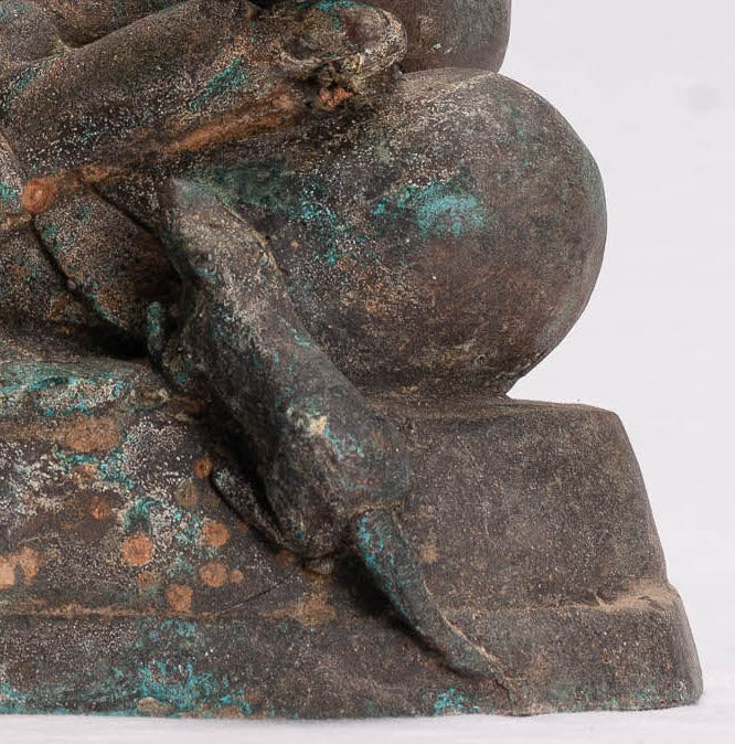 Statue de Ganesha – Statue de Ganesh assise en bronze de style thaïlandais antique – 31 cm/12"