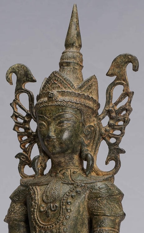ANTIGUO BURMESE BURMEE Bronze Shan Ilustración Sentada por el trono de elefante de la estatua de Buda - 61 cm/24 "