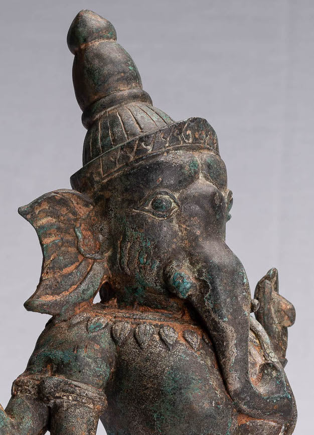 Statue de Ganesha – Statue de Ganesha dansante en bronze de style thaïlandais antique – 39 cm/16"