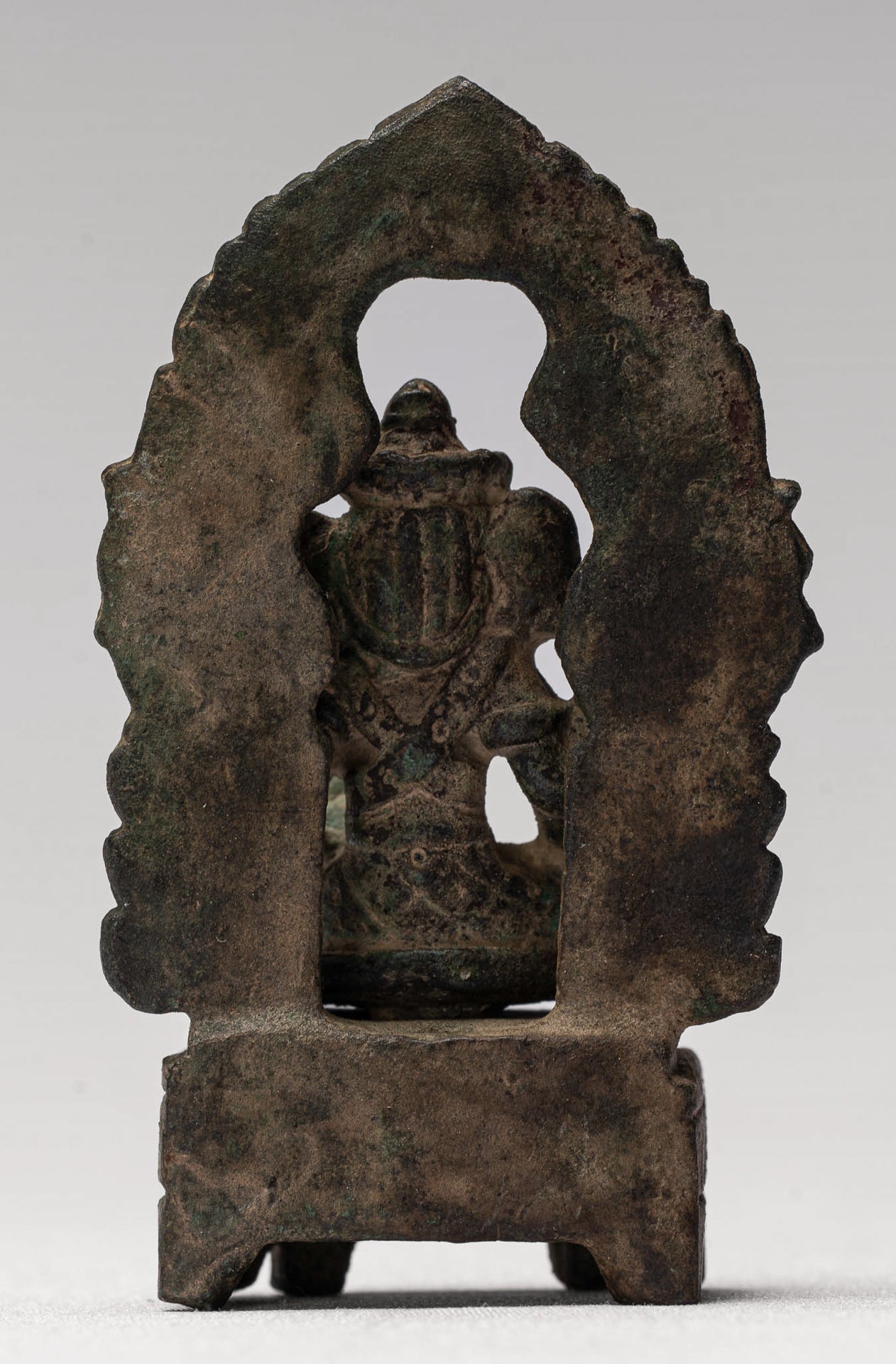 Ganesha Statue - Antique Thai Style Enthroned Bronze Seated Ganesha Statue - 6.5cm/3"