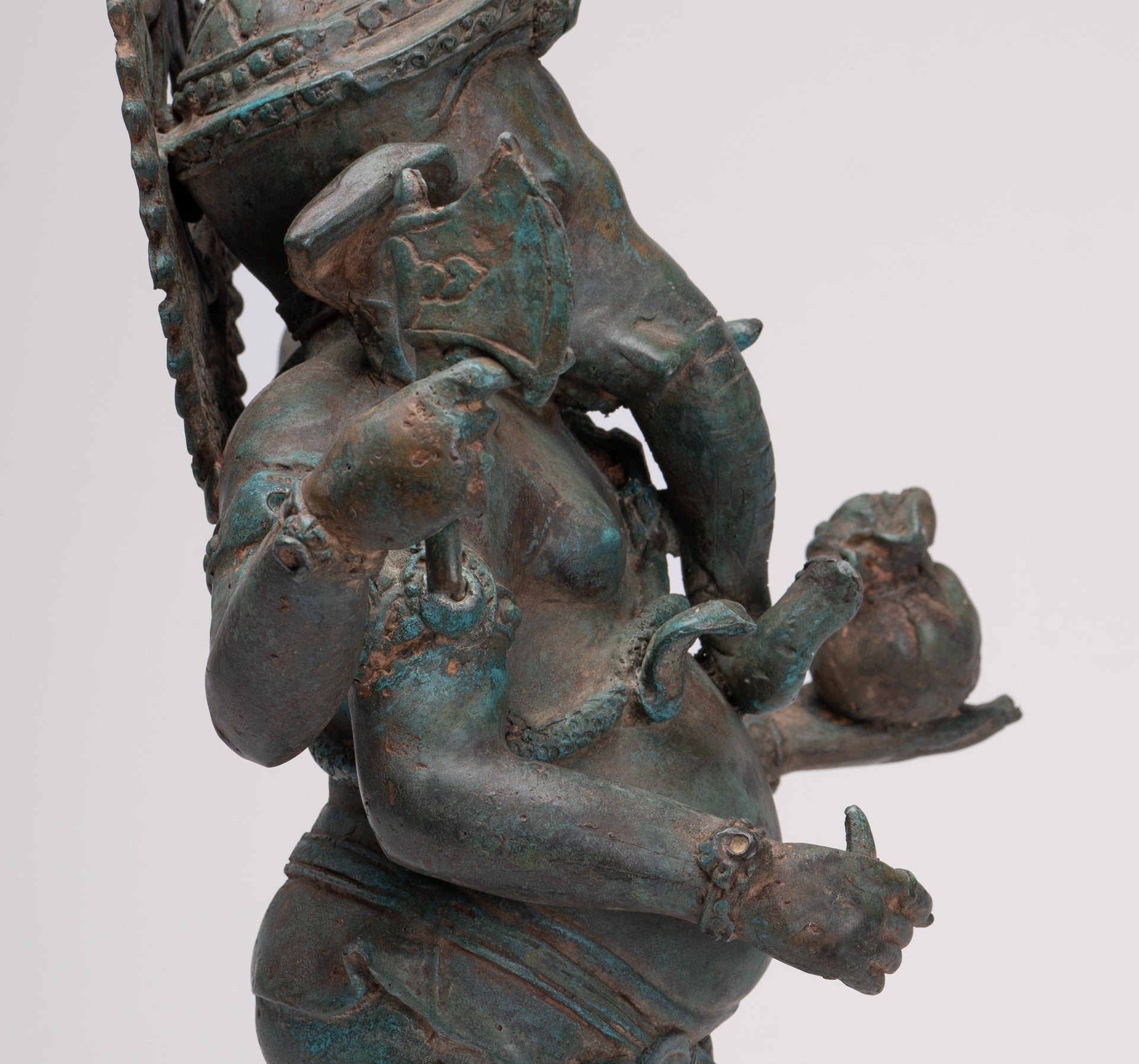 Ganesha Statue - Antique Thai Style Bronze Standing 4-Arm Ganesha Statue - 42cm/17"