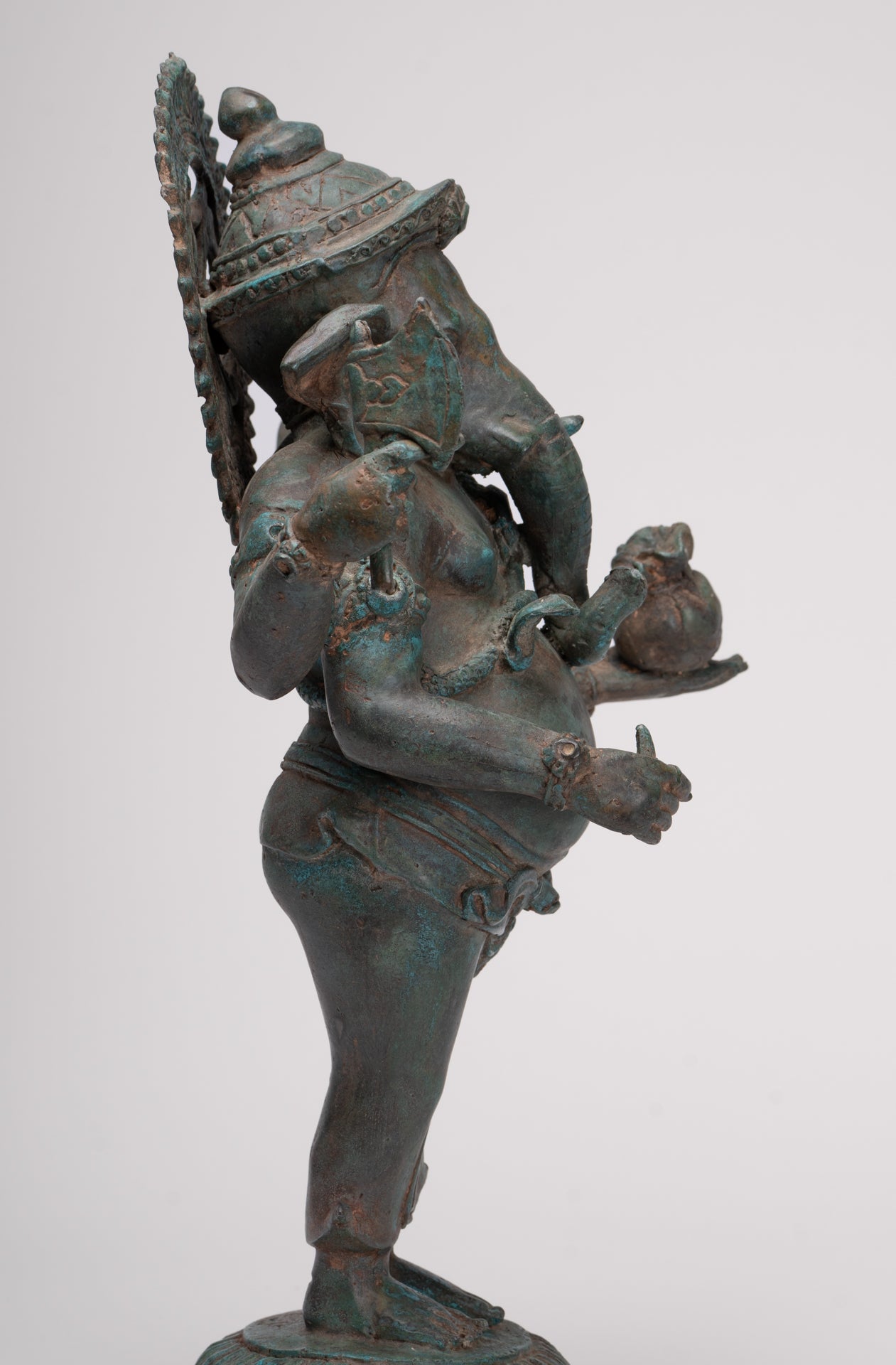 Ganesha Statue - Antique Thai Style Bronze Standing 4-Arm Ganesha Statue - 42cm/17"