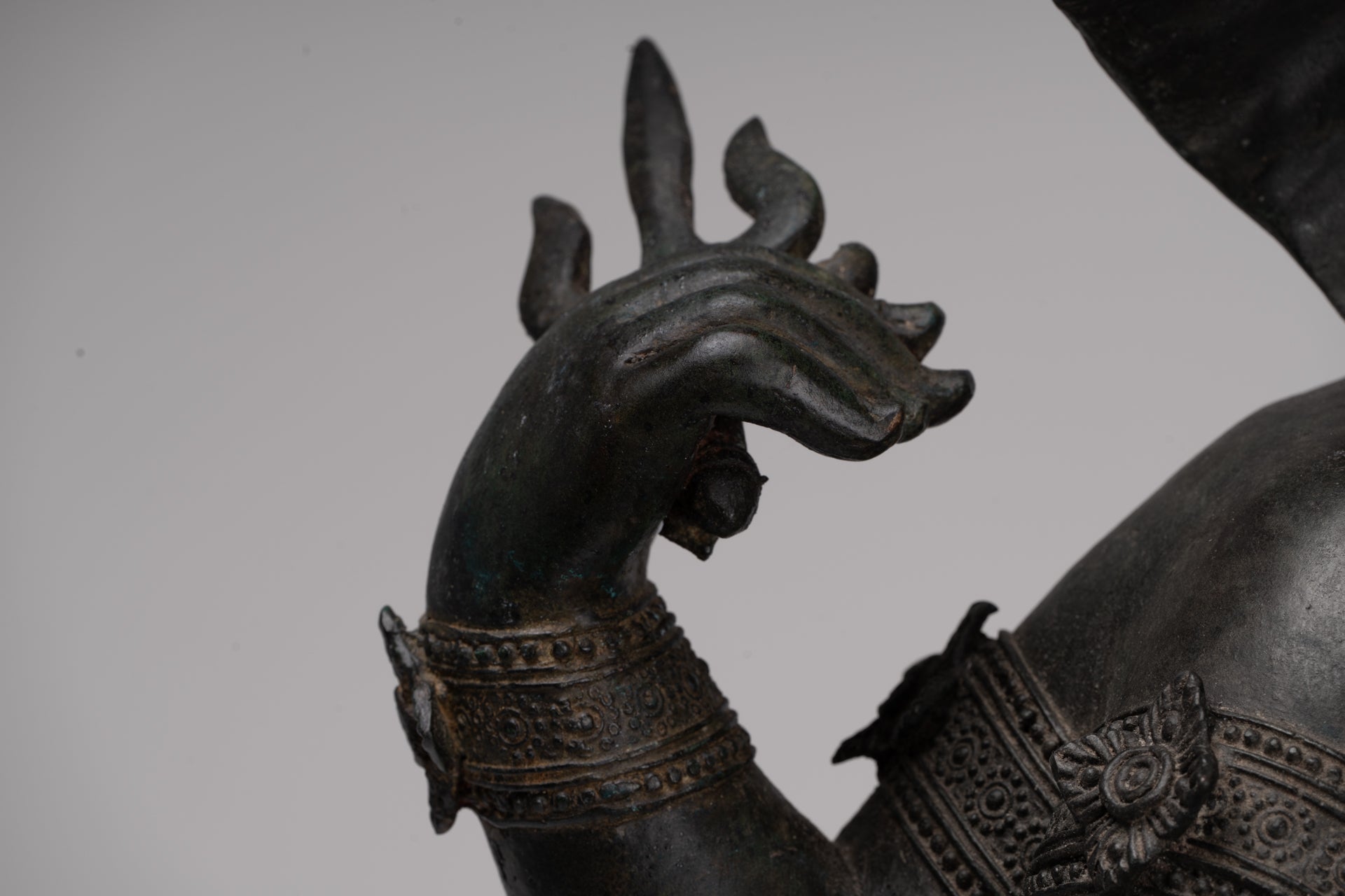 Ganesha Statue - Antique Thai Style Bronze Seated 4-Arm Ganesha Statue - 55cm/22"