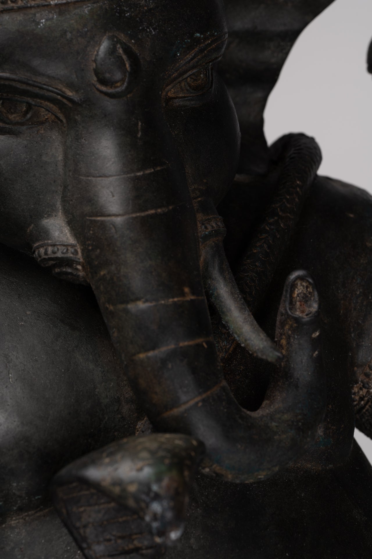 Ganesha Statue - Antique Thai Style Bronze Seated 4-Arm Ganesha Statue - 55cm/22"