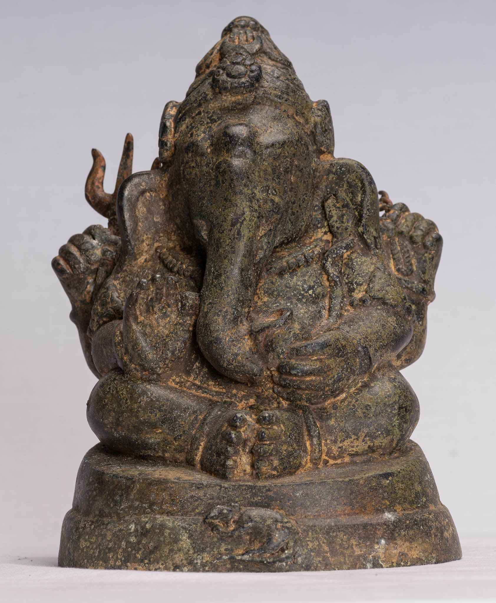 Estatua de Ganesha - Estatua de Ganesha de 4 brazos de estilo tailandés antiguo - 21 cm/8 "
