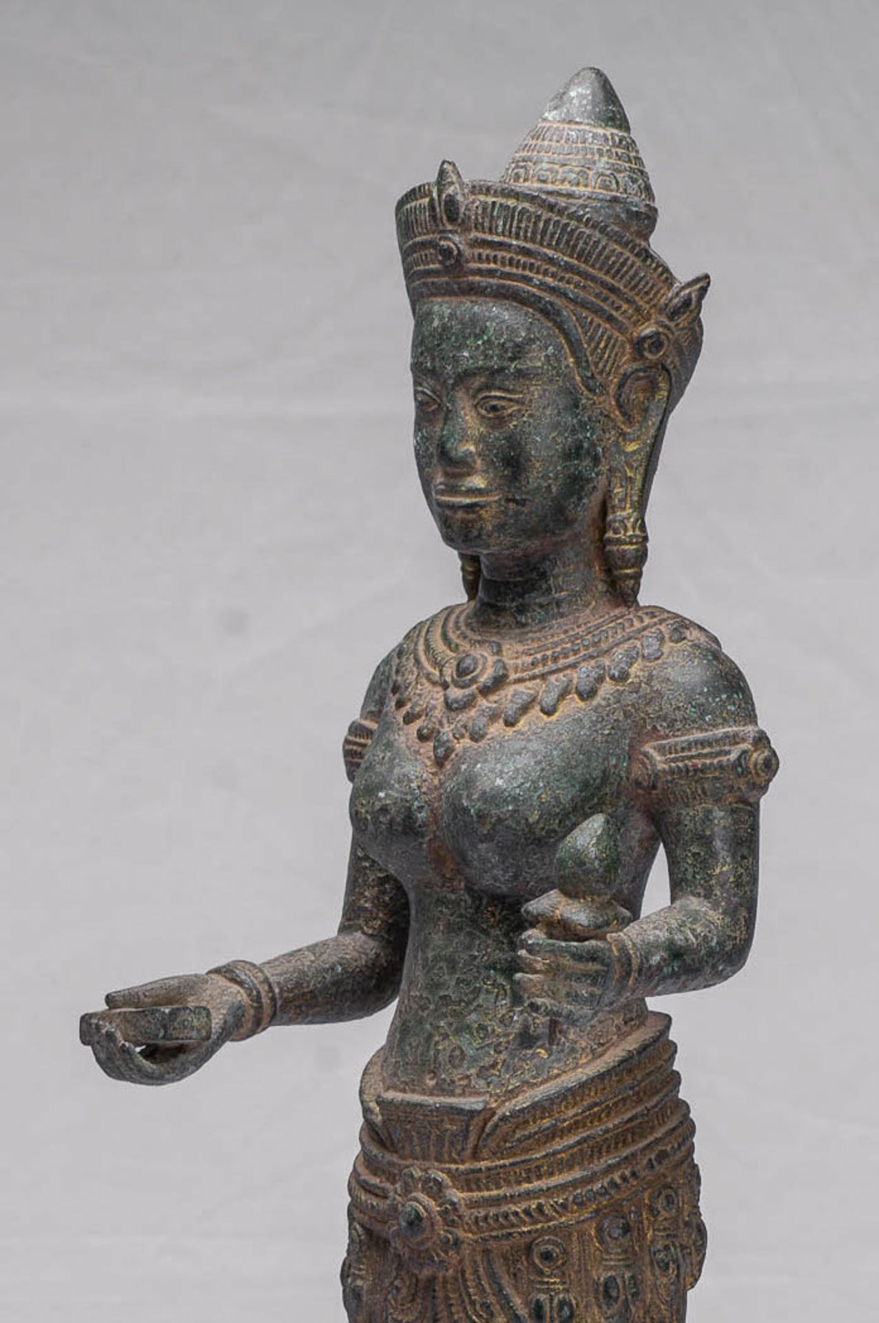 Lakshmi Statue - Antique Khmer Style Bronze Lakshmi / Devi Consort of Vishnu Statue - 54cm/22"