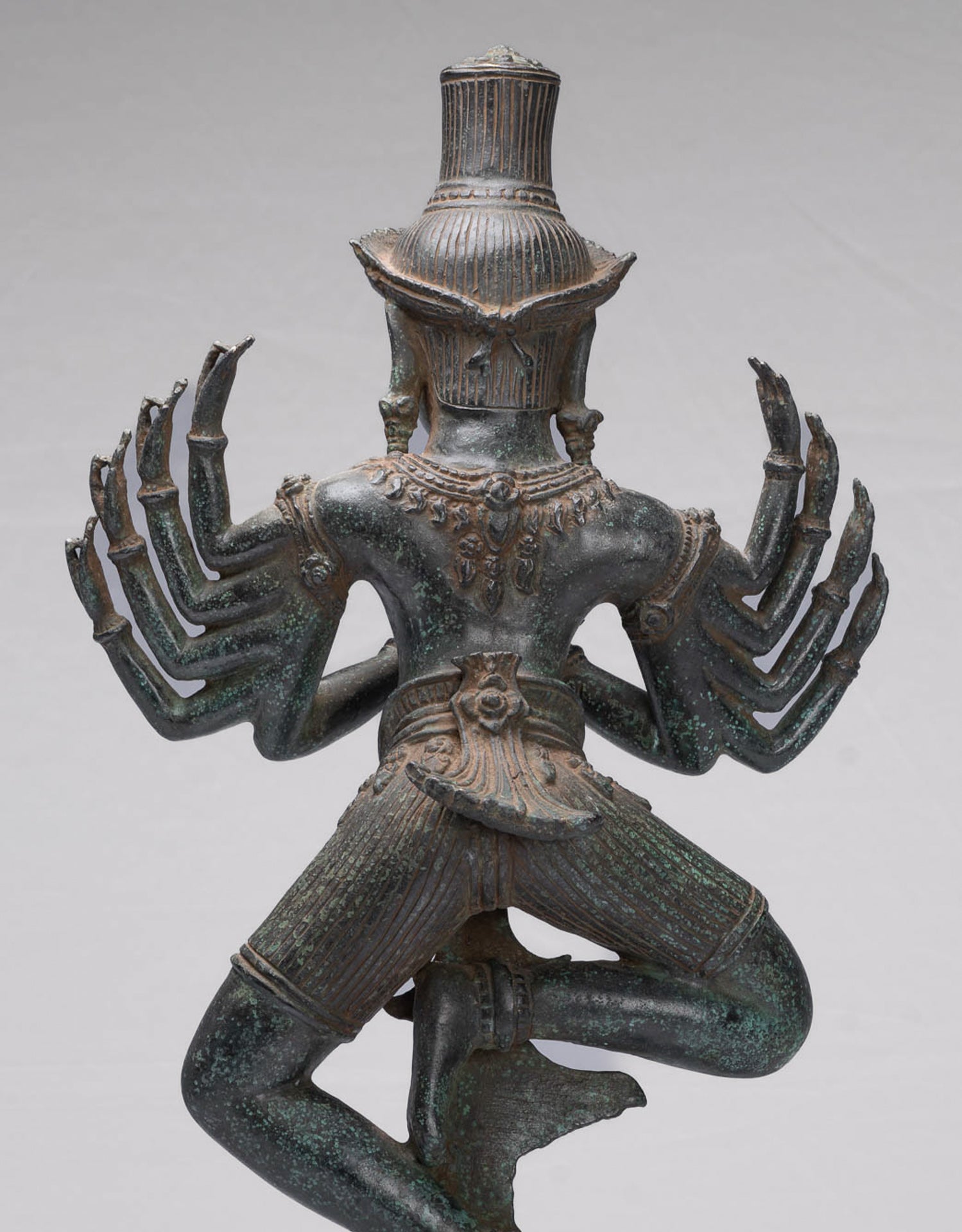 Shiva Statue - Antique Khmer Style Bronze Bayon Ardhaparyanka Shiva - 10 Arms - 54cm/22"