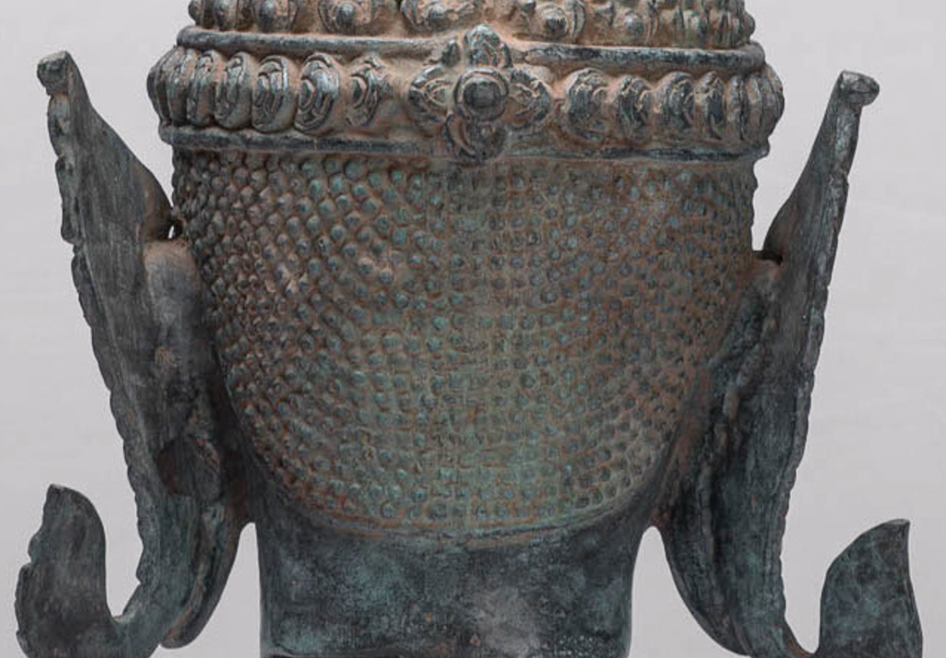 Buddha - Antique Thai Style Bronze Rattanakosin Buddha Head Statue - 66cm/26"