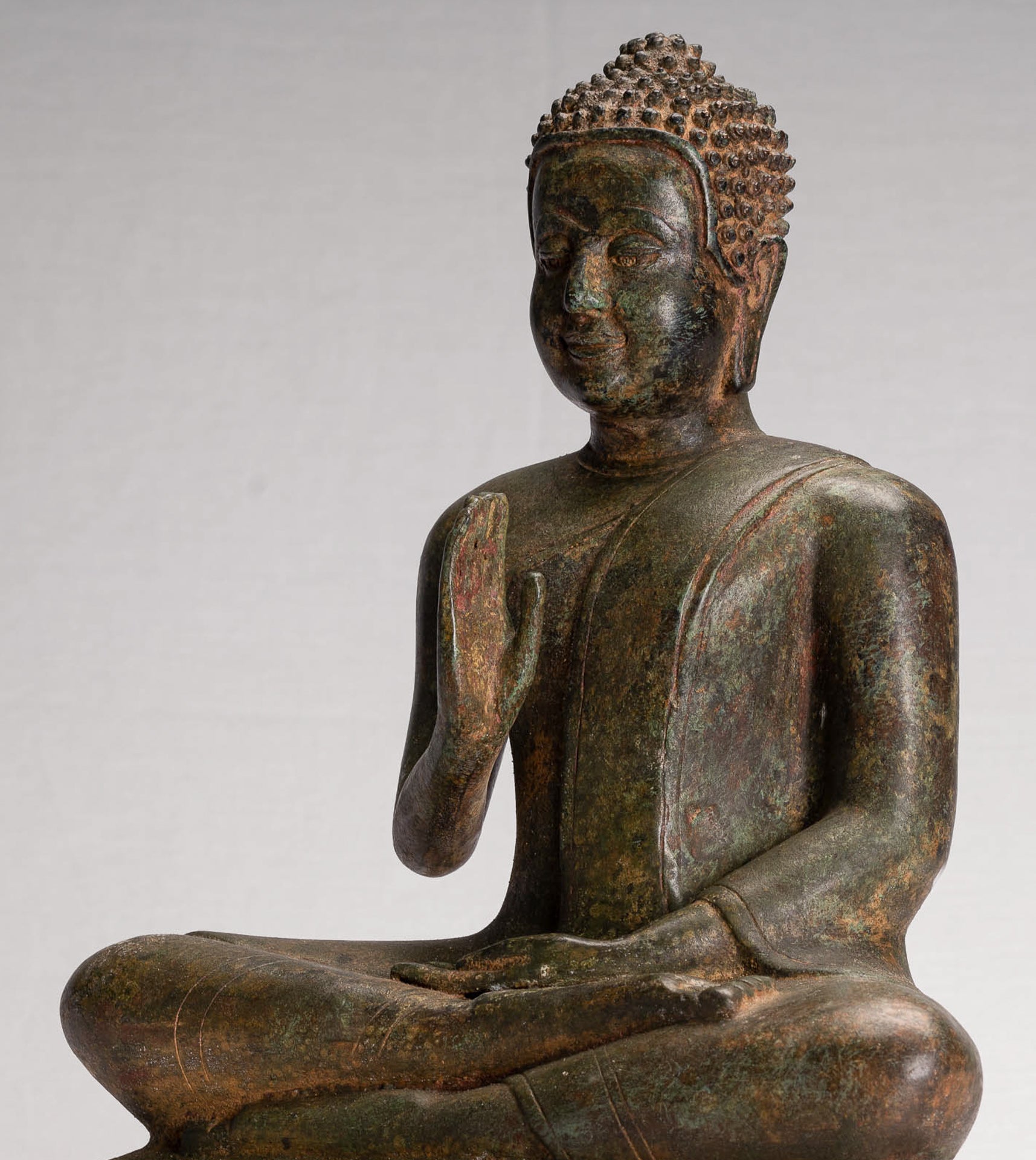 Buddha Statue - Antique Thai Style Seated Buddha Statue - Dharmachakra Teaching Mudra - 35cm/14"
