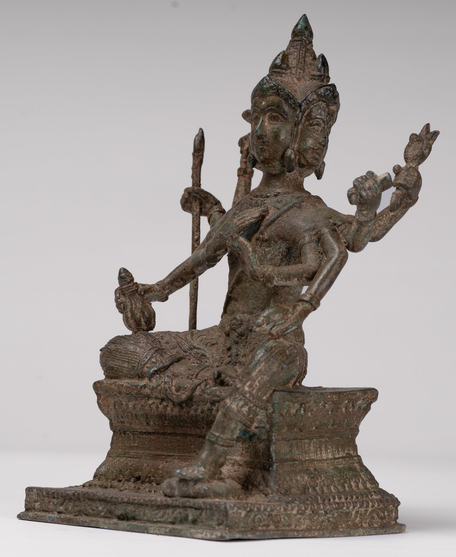 Brahma Statue - Antique Thai Style Bronze Brahma - Hindu God Creation - 22cm/9"