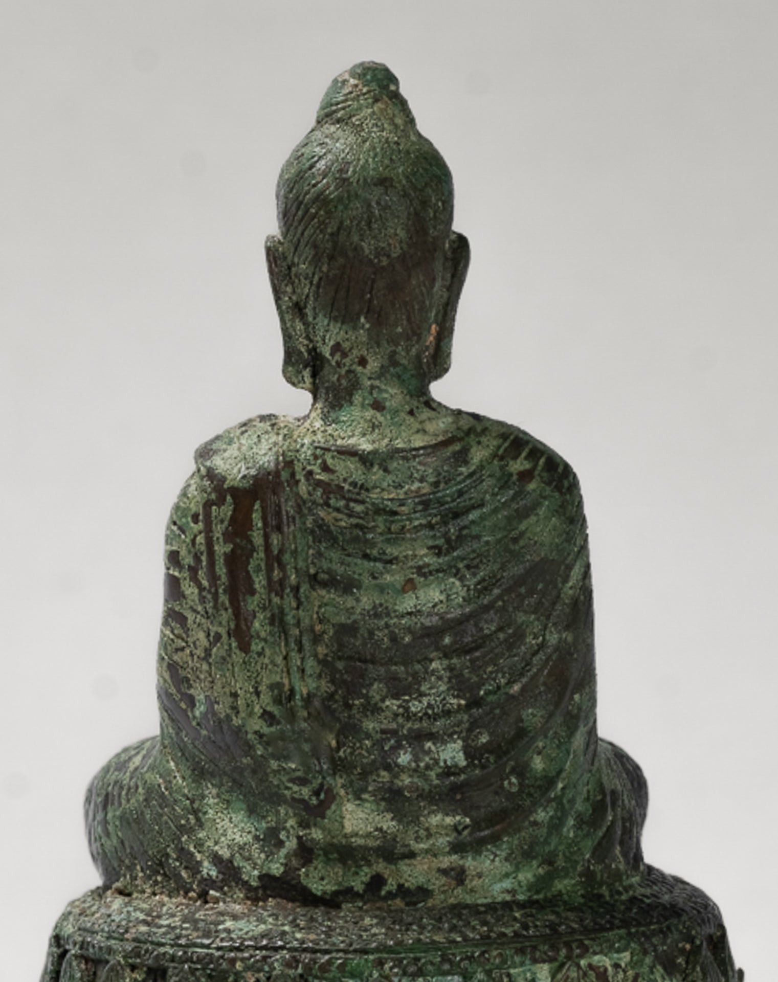 Indian Buddha Statue - Antique Gandhara Style Bronze Meditation Buddha Statue - 21cm/8"