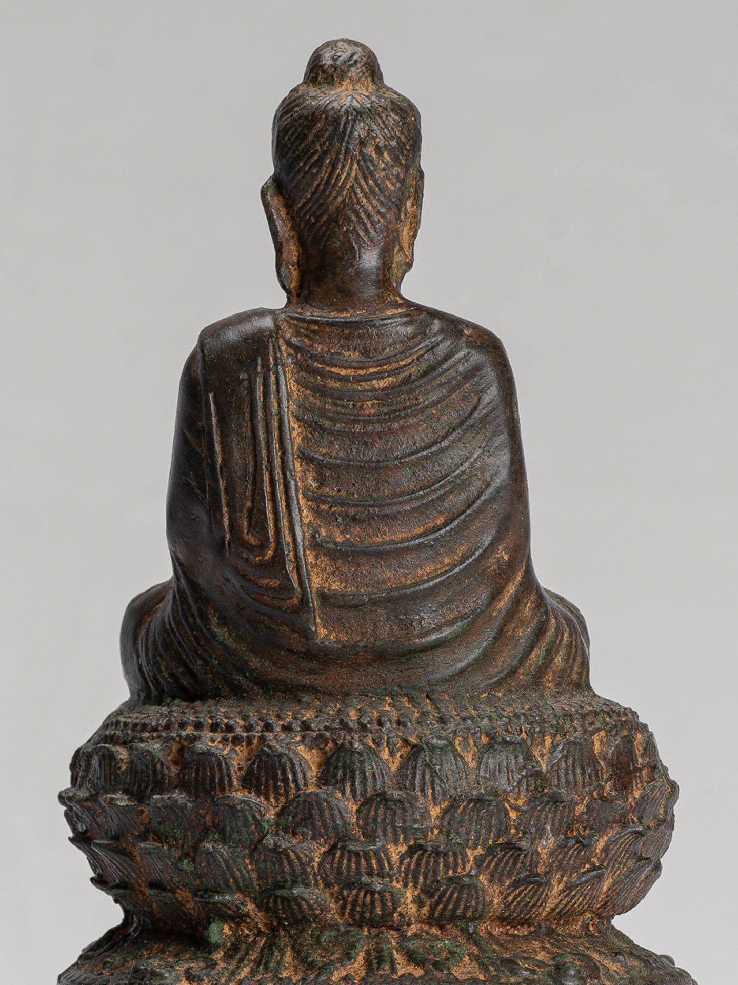 Indian Buddha Statue - Antique Gandhara Style Bronze Meditation Buddha Statue - 21cm/8"