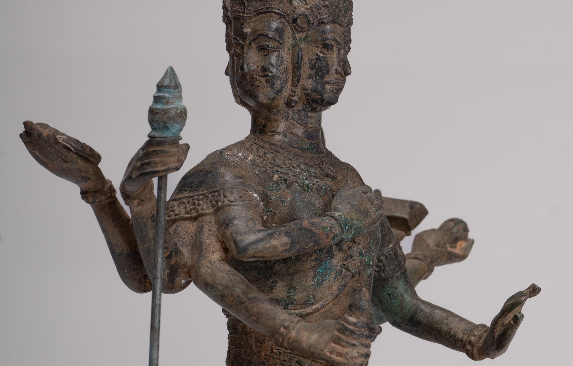 Brahma Statue - Antique Thai Style Bronze Brahma - Hindu God Creation - 27cm/11"