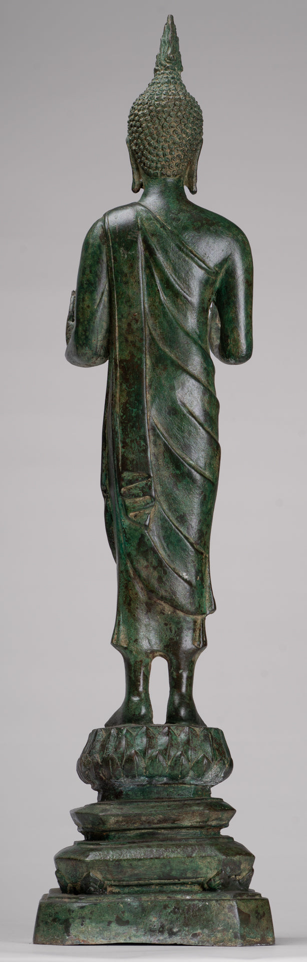 Buddha Statue - Antique Thai Style Bronze Standing Abhaya Protection Buddha Statue - 62cm/25"