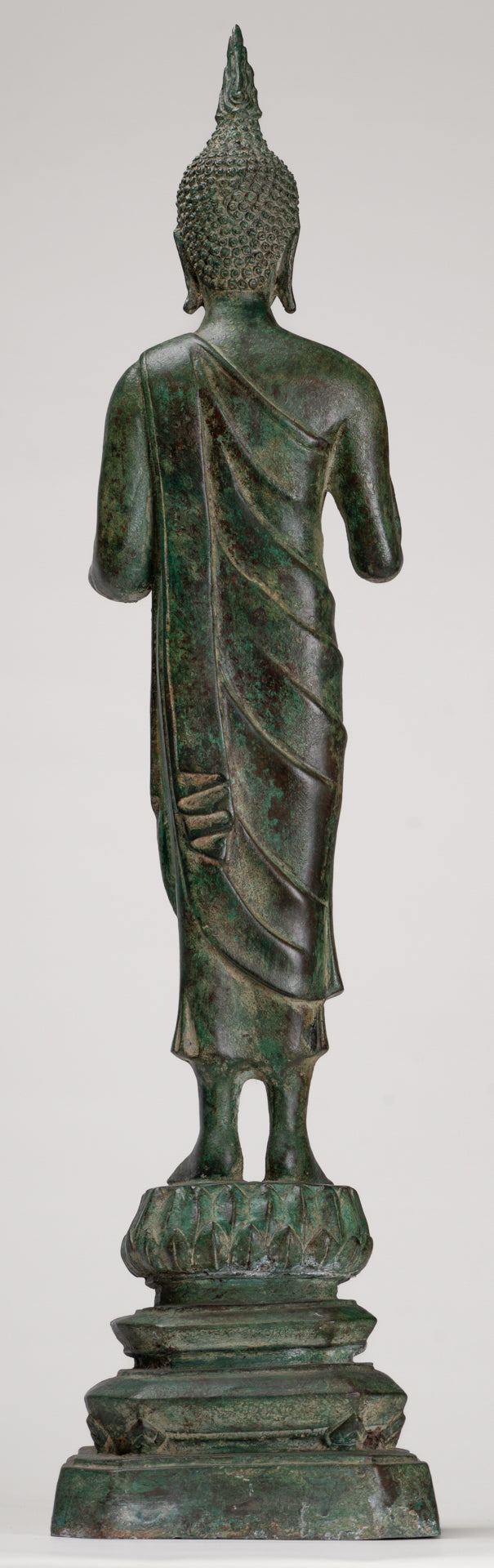 Buddha Statue - Antique Thai Style Bronze Standing Abhaya Protection Buddha Statue - 62cm/25"