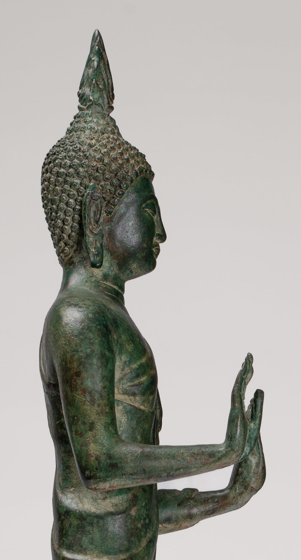 Buddha Statue - Antique Thai Style Bronze Standing Abhaya Protection Buddha Statue - 62cm/25"