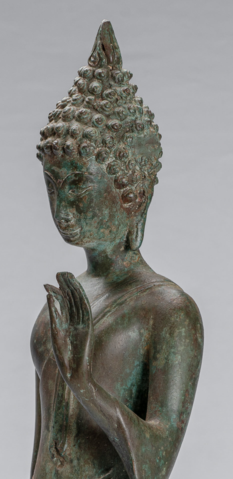 Antique Sukhothai Style Standing Bronze Protection Walking Buddha Statue - 59cm/24"