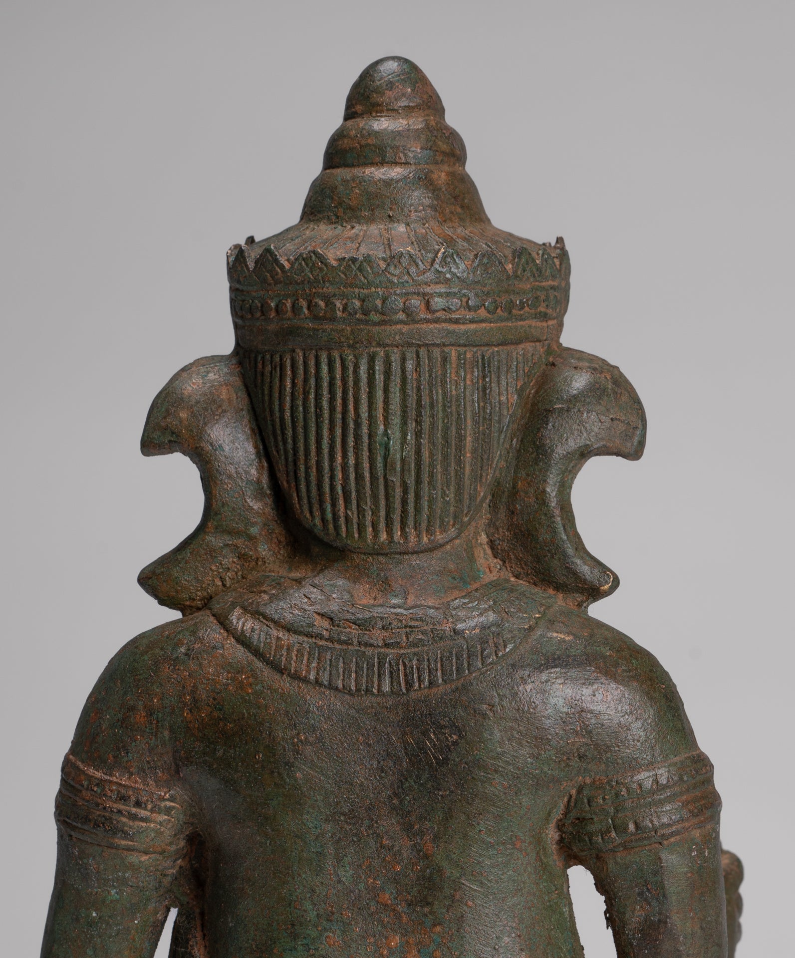 Ganesha Statue - Antique Thai Style Bronze Kneeling Ganesh Statue - 34cm/14"