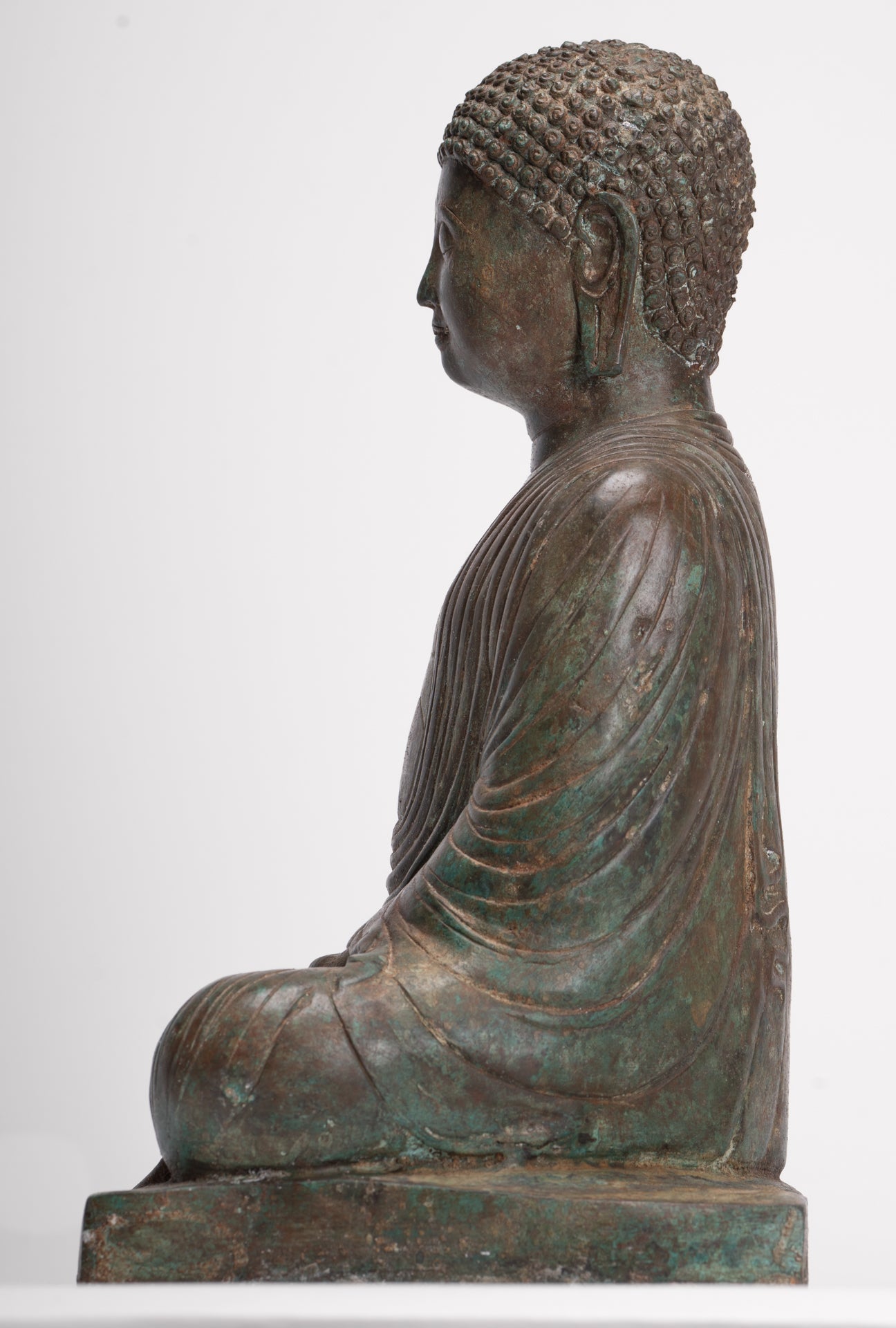 Antique Japanese Style Bronze Seated Meditation Amitabha Buddha Statue - 40cm/16"