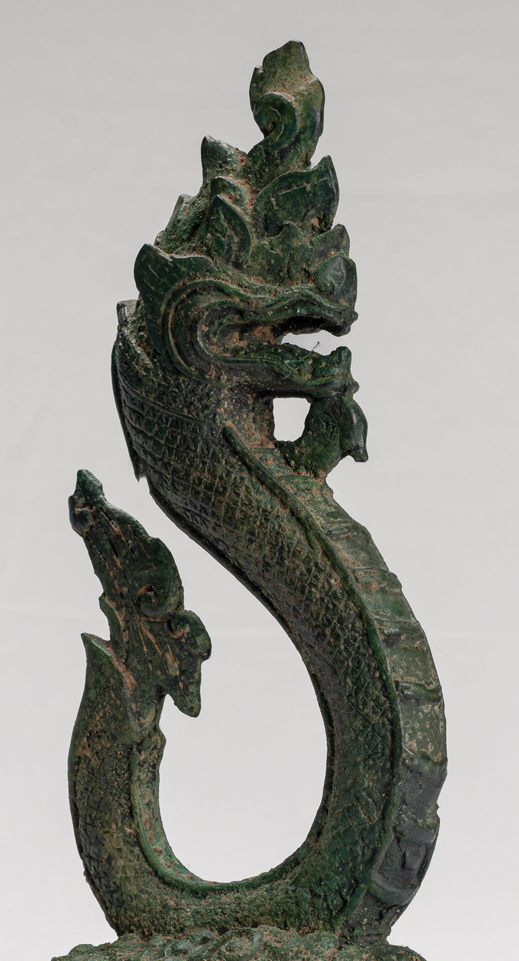Naga Statue - Antique Thai Style Bronze Protective Naga, Snake or Serpent Statue - 31cm/12"