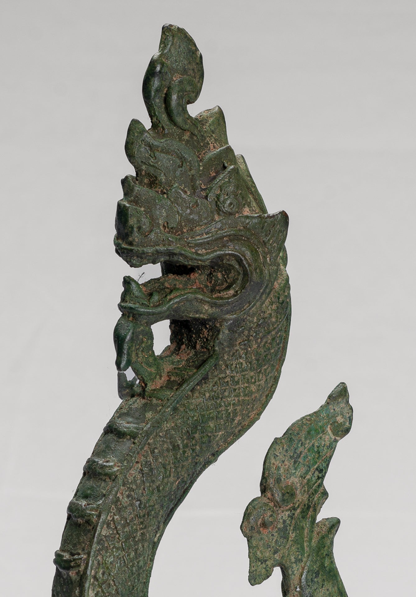 Naga Statue - Antique Thai Style Bronze Protective Naga, Snake or Serpent Statue - 31cm/12"