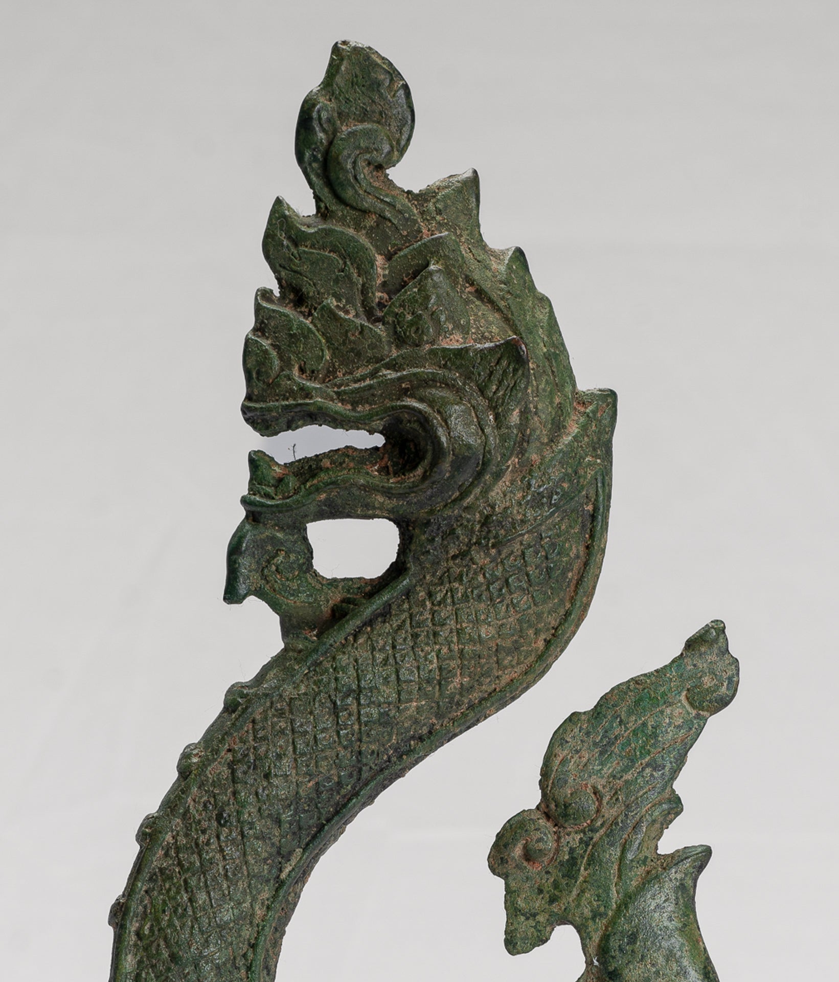 Naga Statue - Antique Thai Style Bronze Protective Naga, Snake or Serpent Statue - 31cm/12"