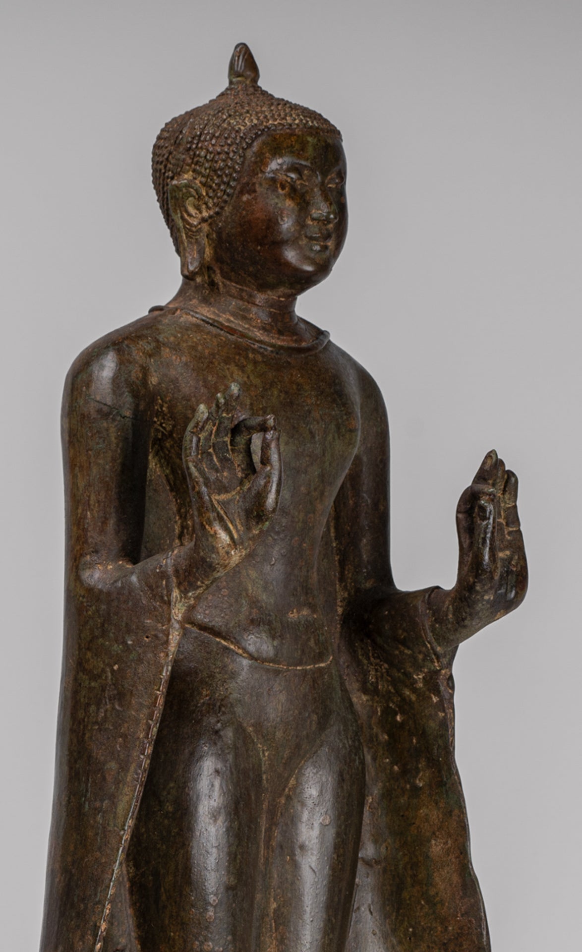Buddha Statue - Antique Sri Lanka Style Bronze Standing Teaching Buddha Statue - 55cm/22"