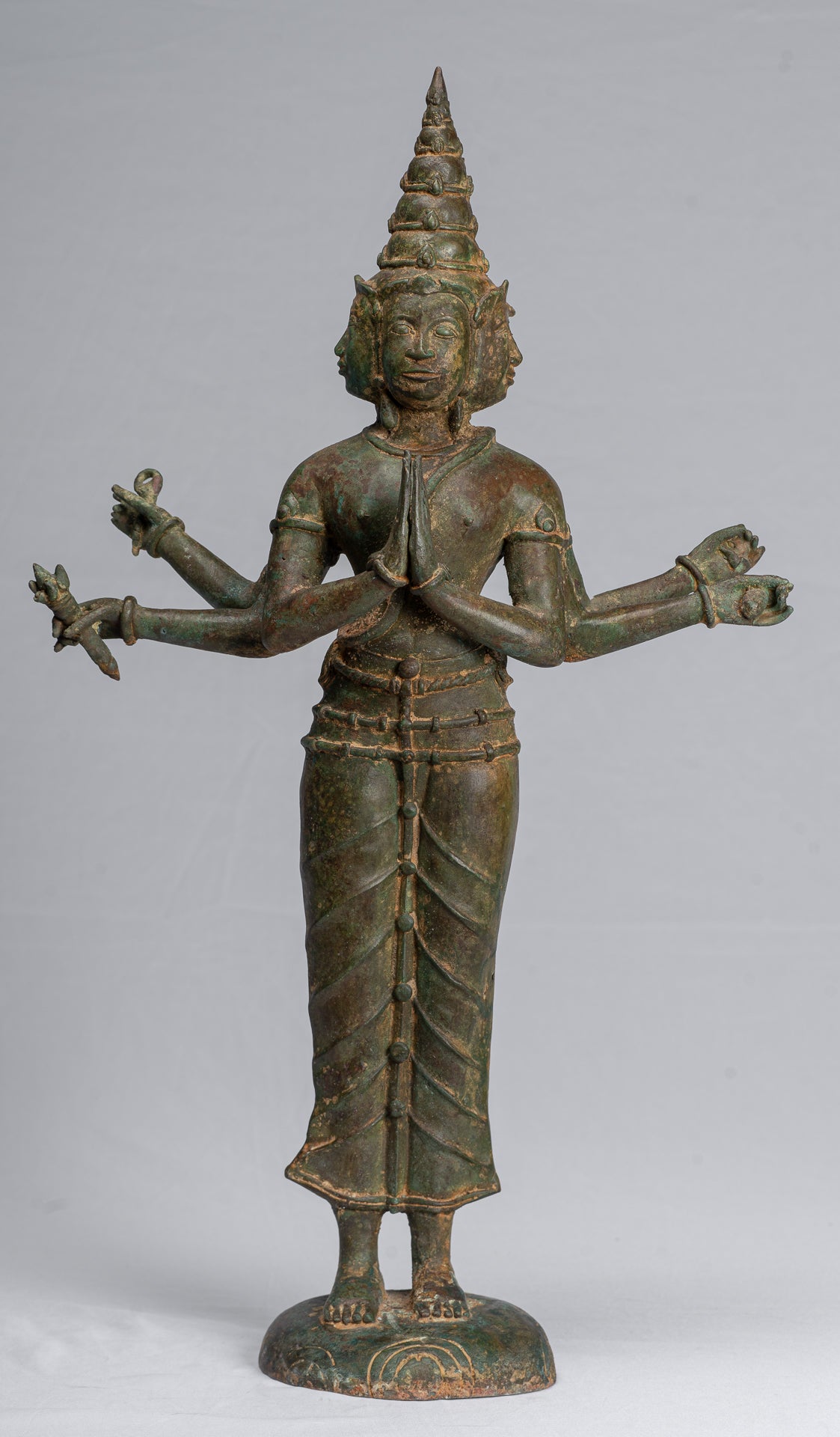 Brahma Statue - Antique Indian Style Standing Bronze Brahma 6 Arms - Hindu God Creation - 58cm/23"