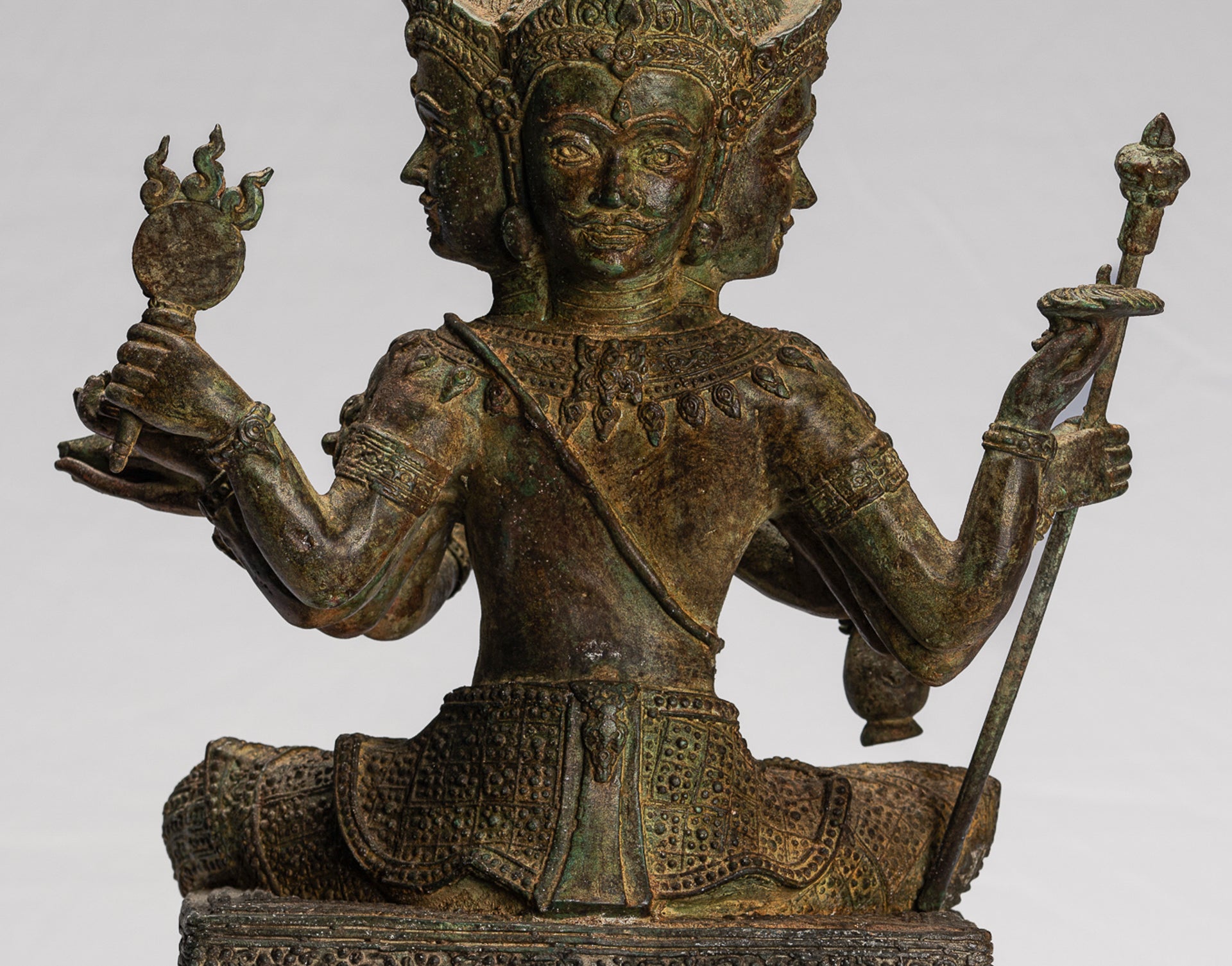 Brahma Statue - Antique Thai Style Bronze Brahma - Hindu God Creation - 43cm/17"