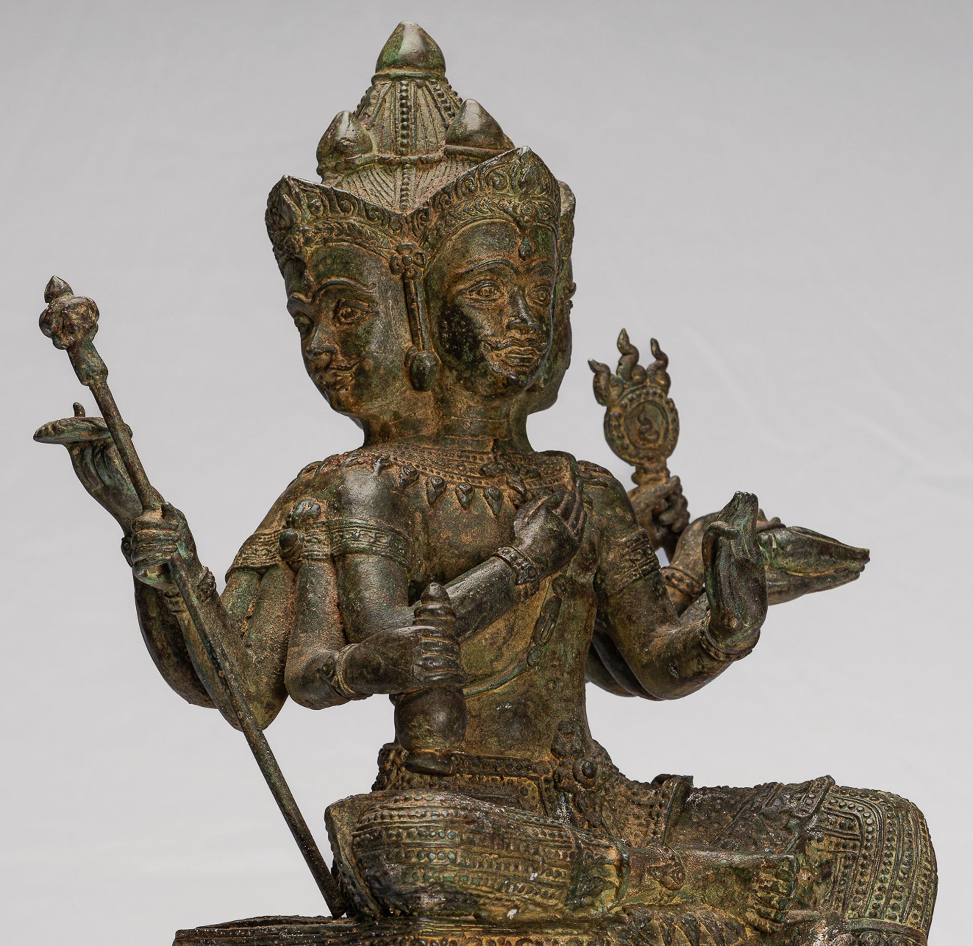 Brahma Statue - Antique Thai Style Bronze Brahma - Hindu God Creation - 43cm/17"
