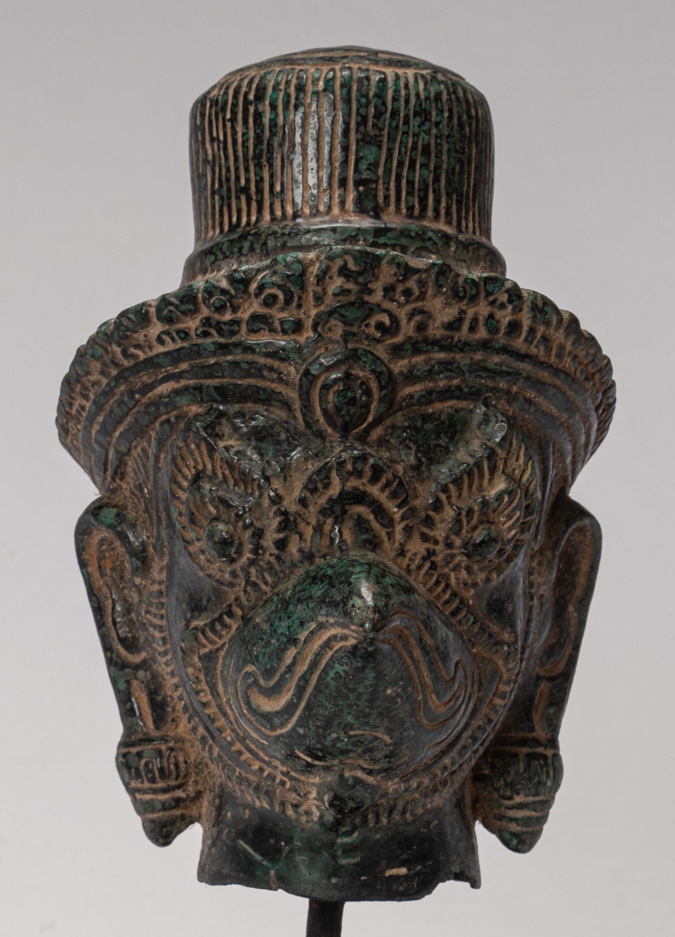 Antique Banteay Srei Style Bronze Khmer Garuda Vishnu Statue - 27cm/11"