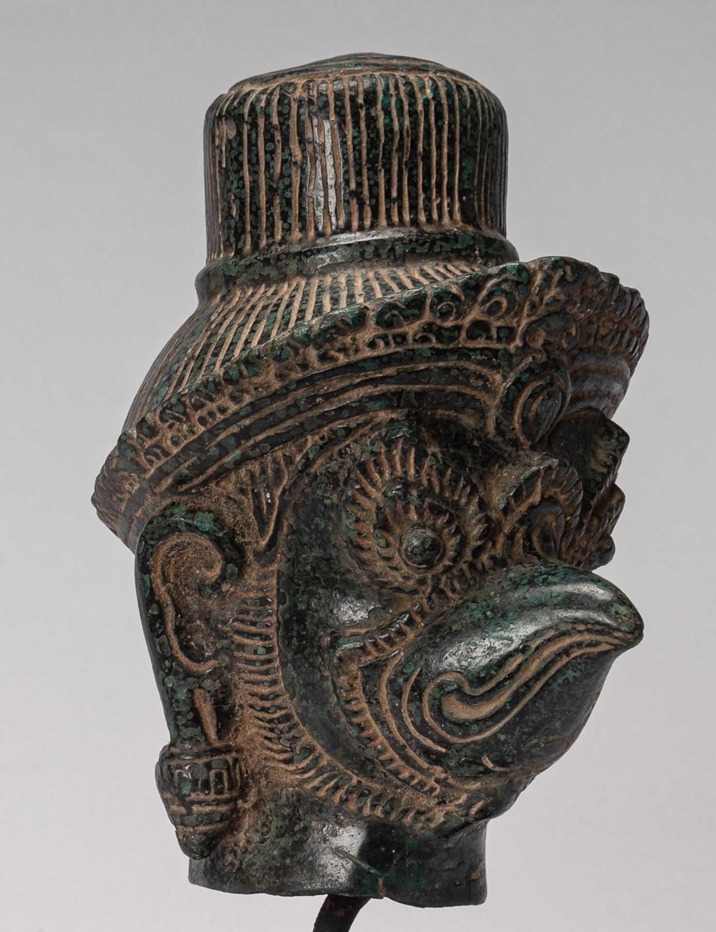 Antique Banteay Srei Style Bronze Khmer Garuda Vishnu Statue - 27cm/11"