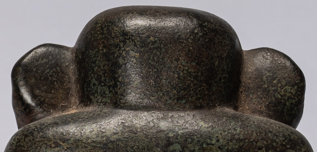 Ganesh Statue - Antique Cham Style Seated Bronze Ganesha Statue - 20cm/8"