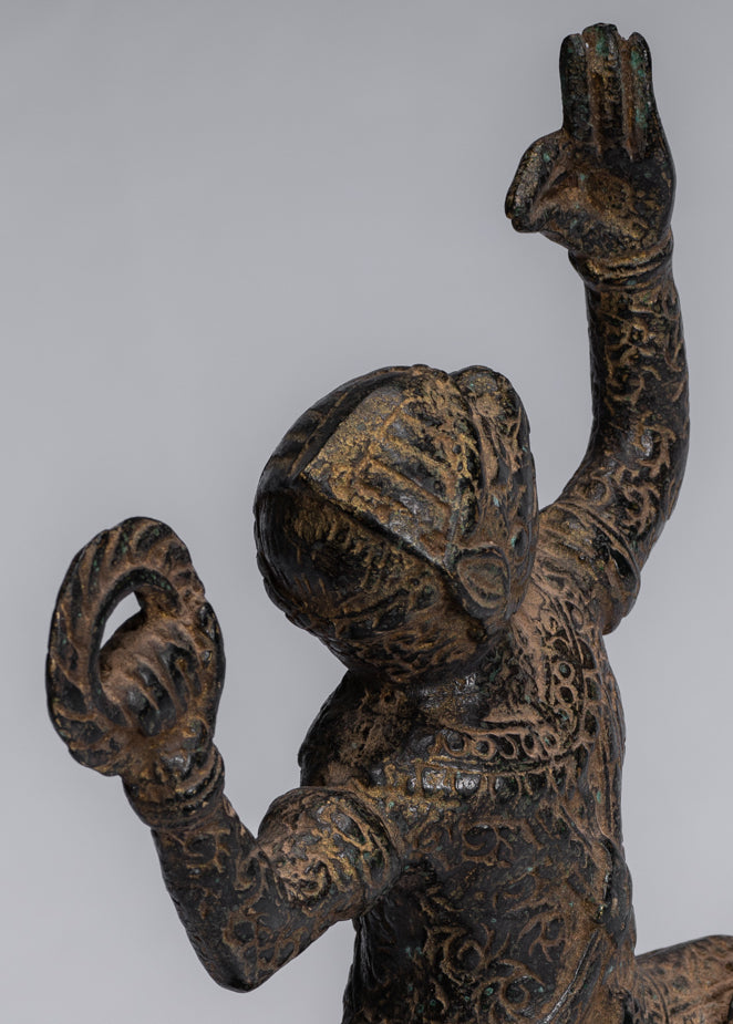 Statue antique du dieu hindou Bayon Hanuman de style khmer - 25 cm de haut