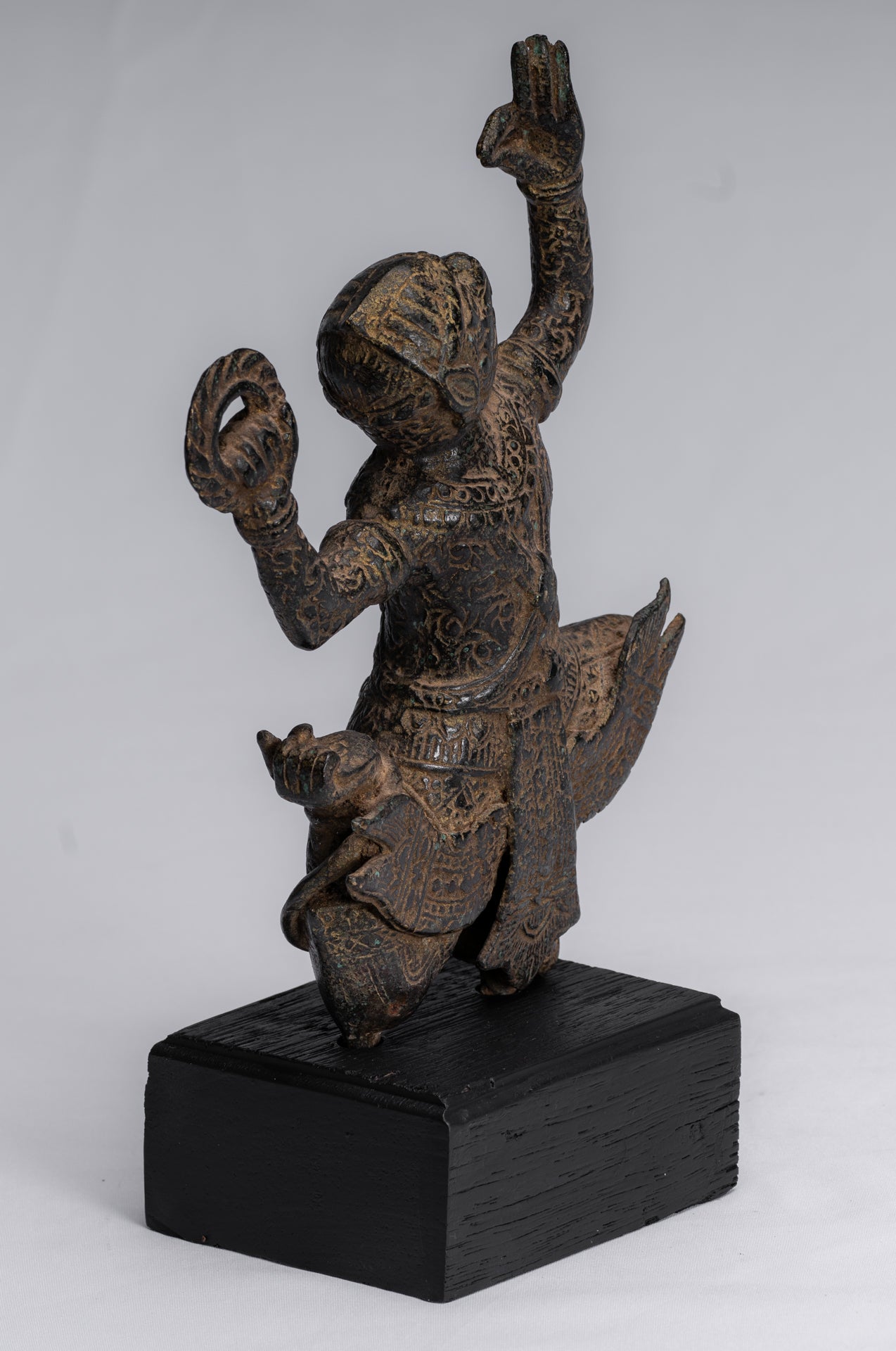 Statue antique du dieu hindou Bayon Hanuman de style khmer - 25 cm de haut