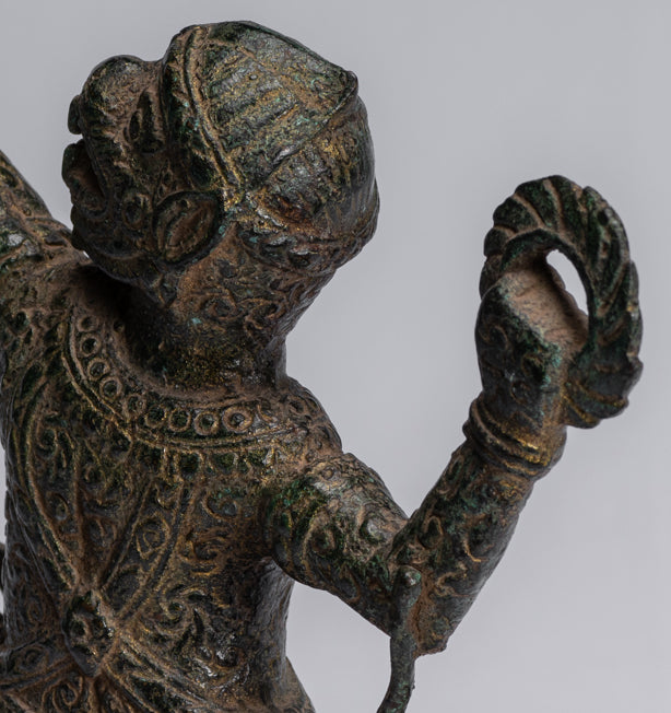 Statue antique du dieu hindou Bayon Hanuman de style khmer - 25 cm de haut