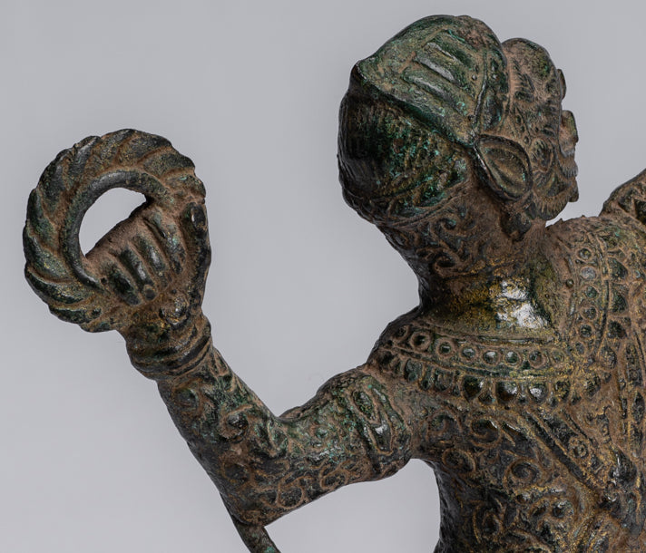 Statue antique du dieu hindou Bayon Hanuman de style khmer - 25 cm de haut