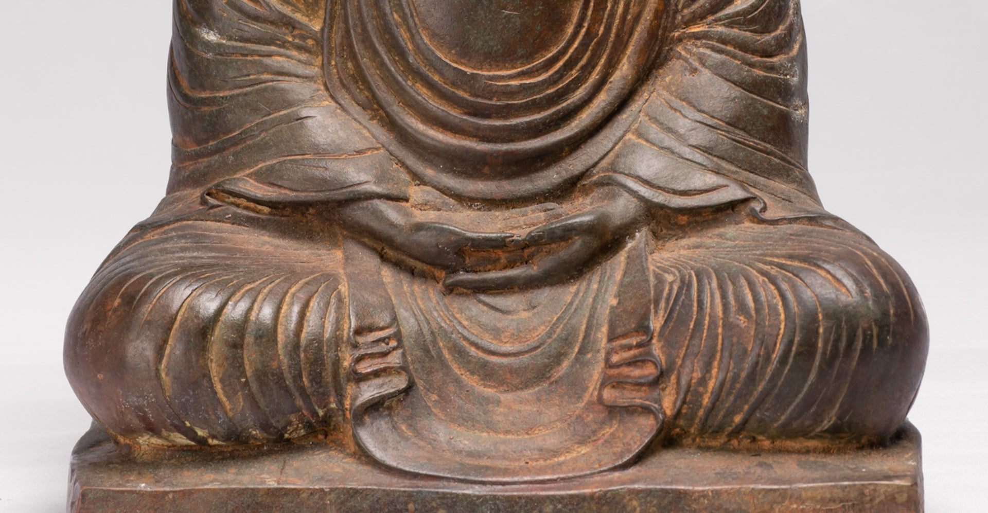 Antique Japanese Style Bronze Seated Meditation Amitabha Buddha Statue - 40cm/16"