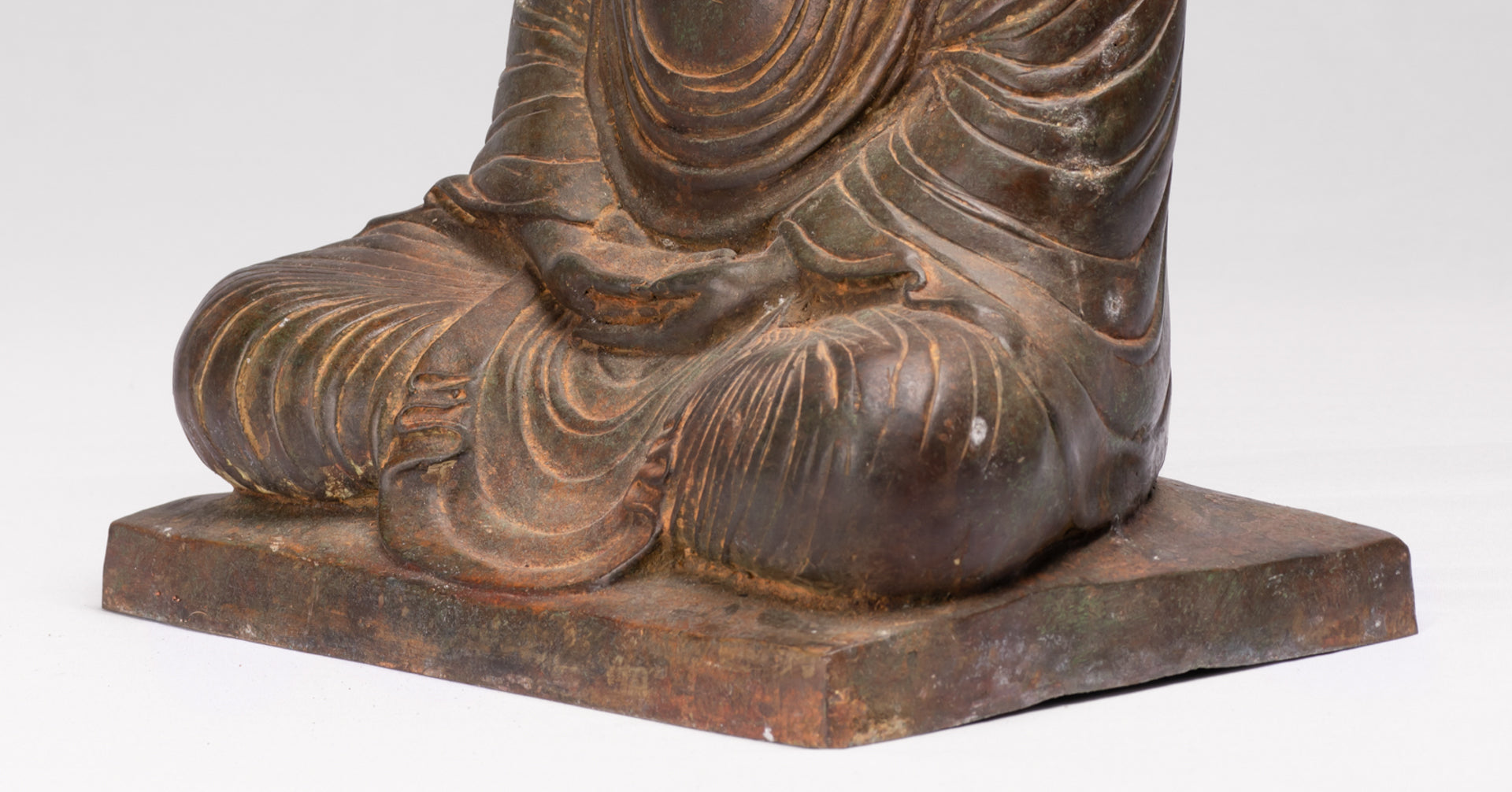 Antique Japanese Style Bronze Seated Meditation Amitabha Buddha Statue - 40cm/16"