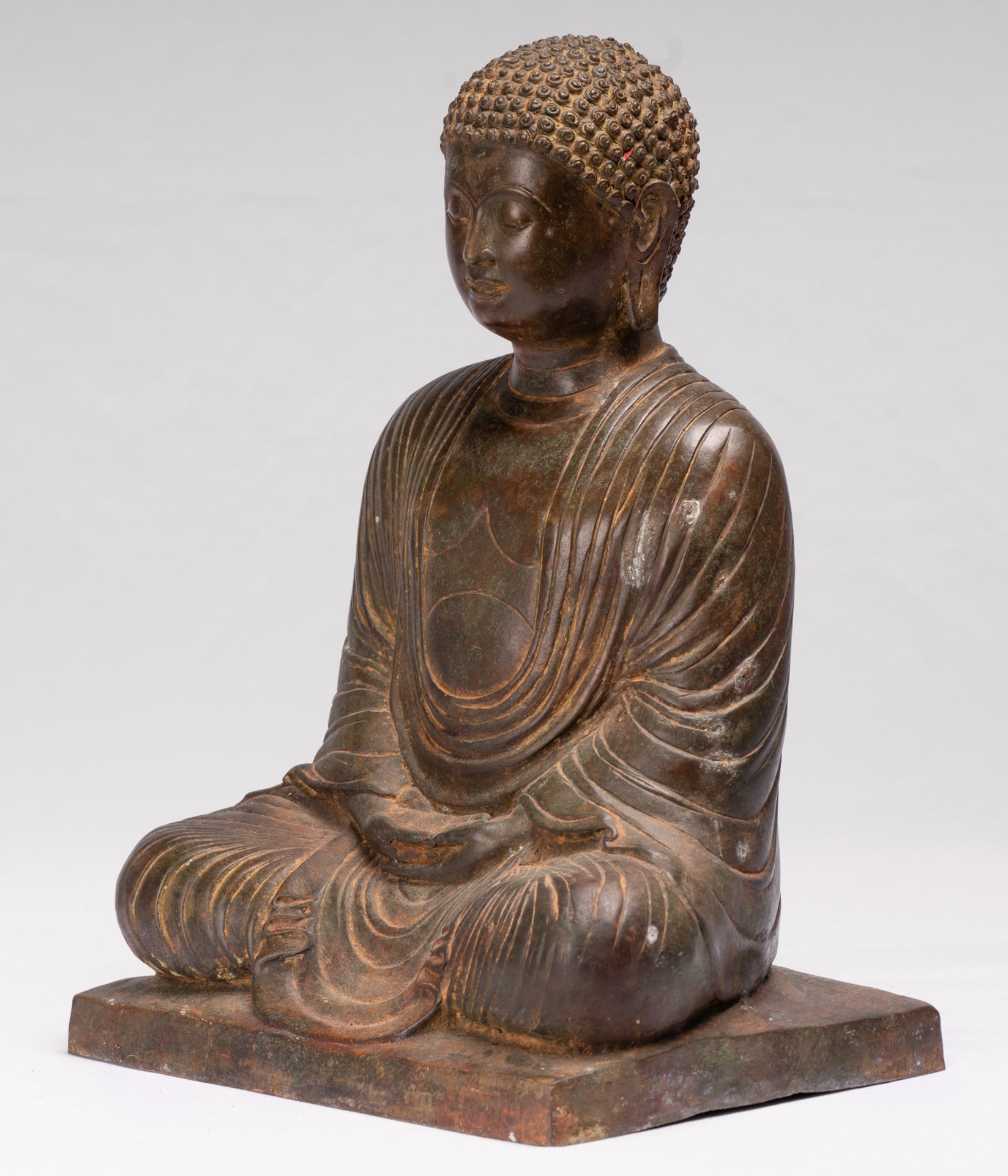 Antique Japanese Style Bronze Seated Meditation Amitabha Buddha Statue - 40cm/16"